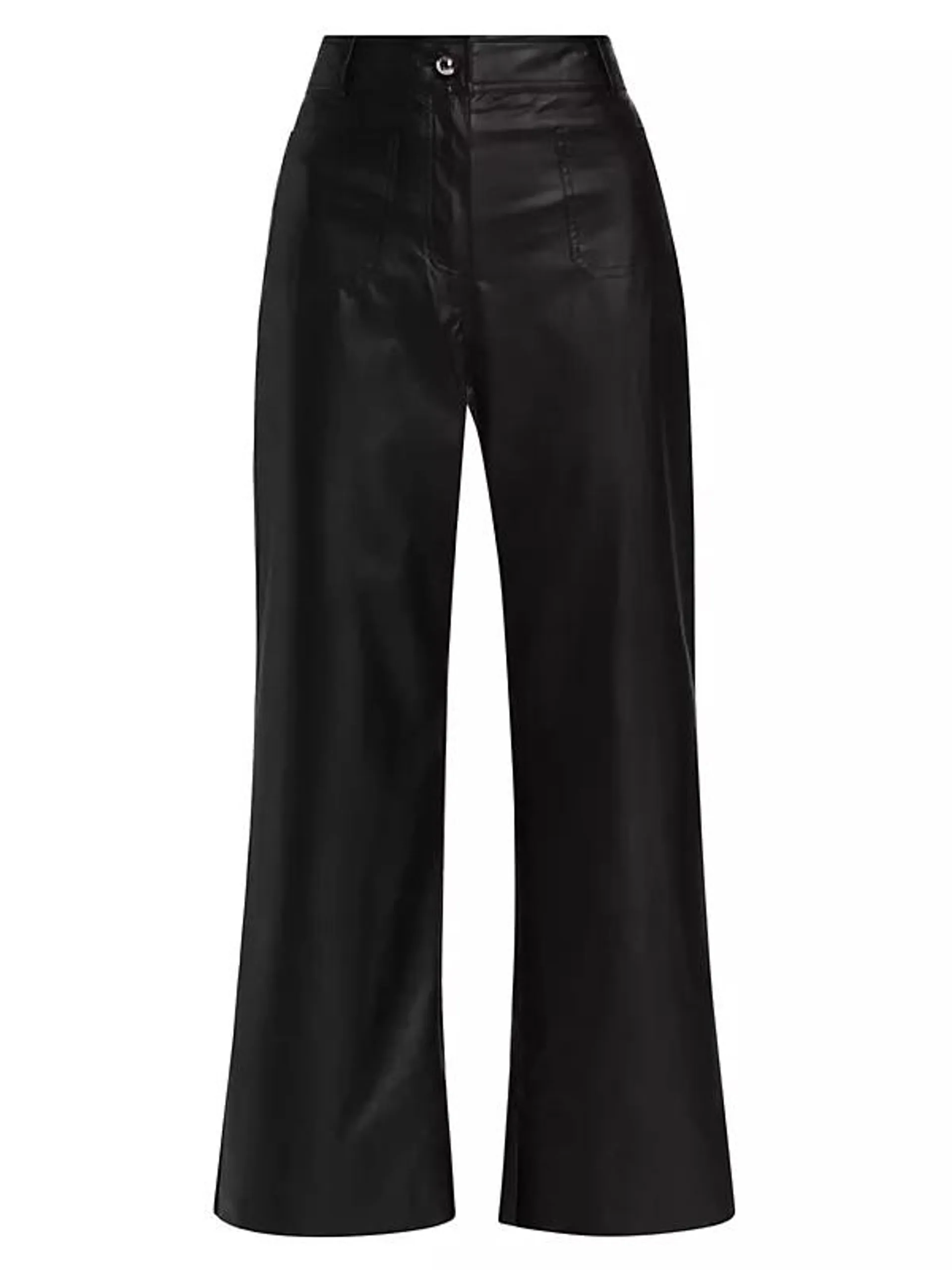 Faux Leather Wide-Leg Pants