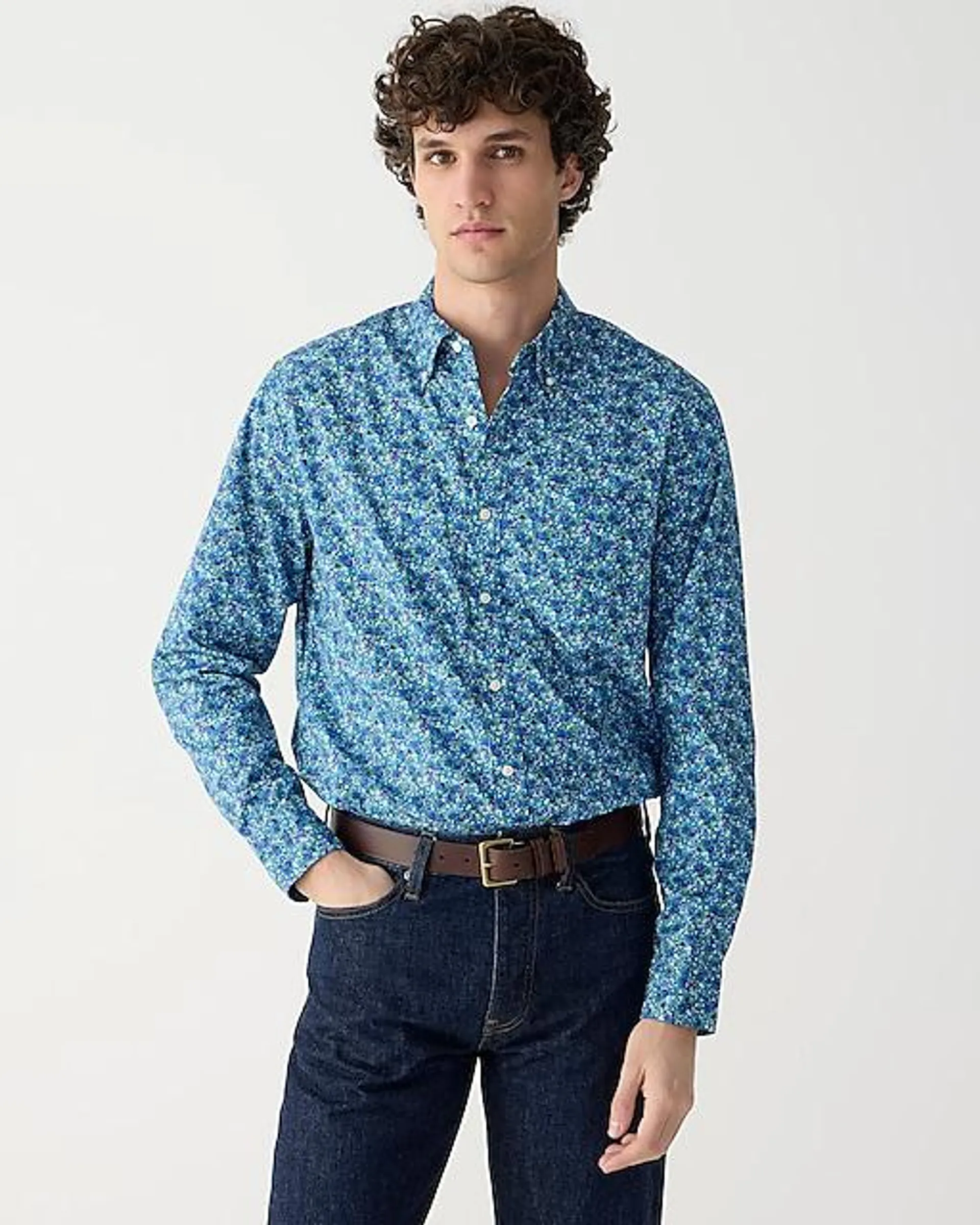 Secret Wash cotton poplin shirt in print