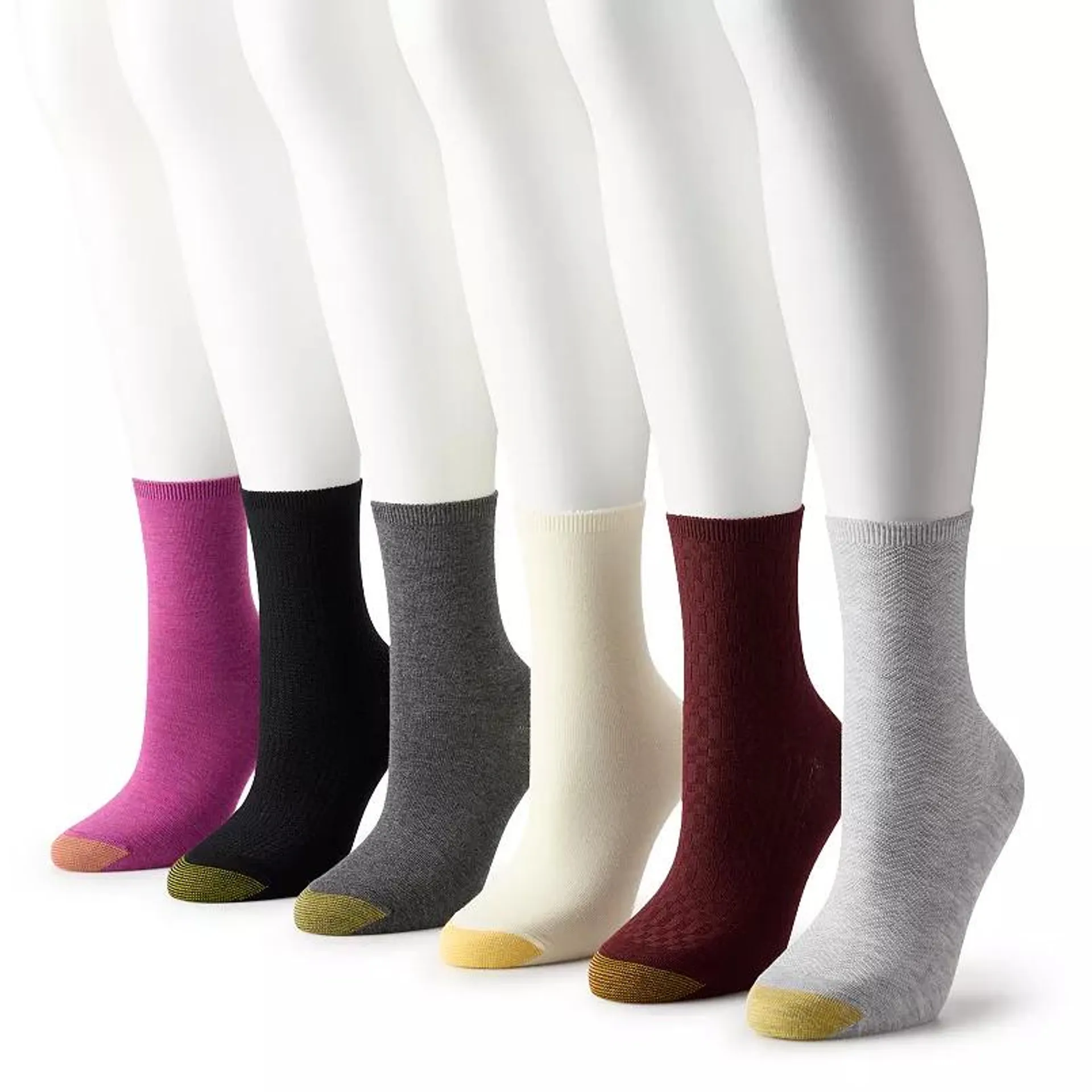 Women's GOLDTOE® 6-Pack Check Texture Midi Socks