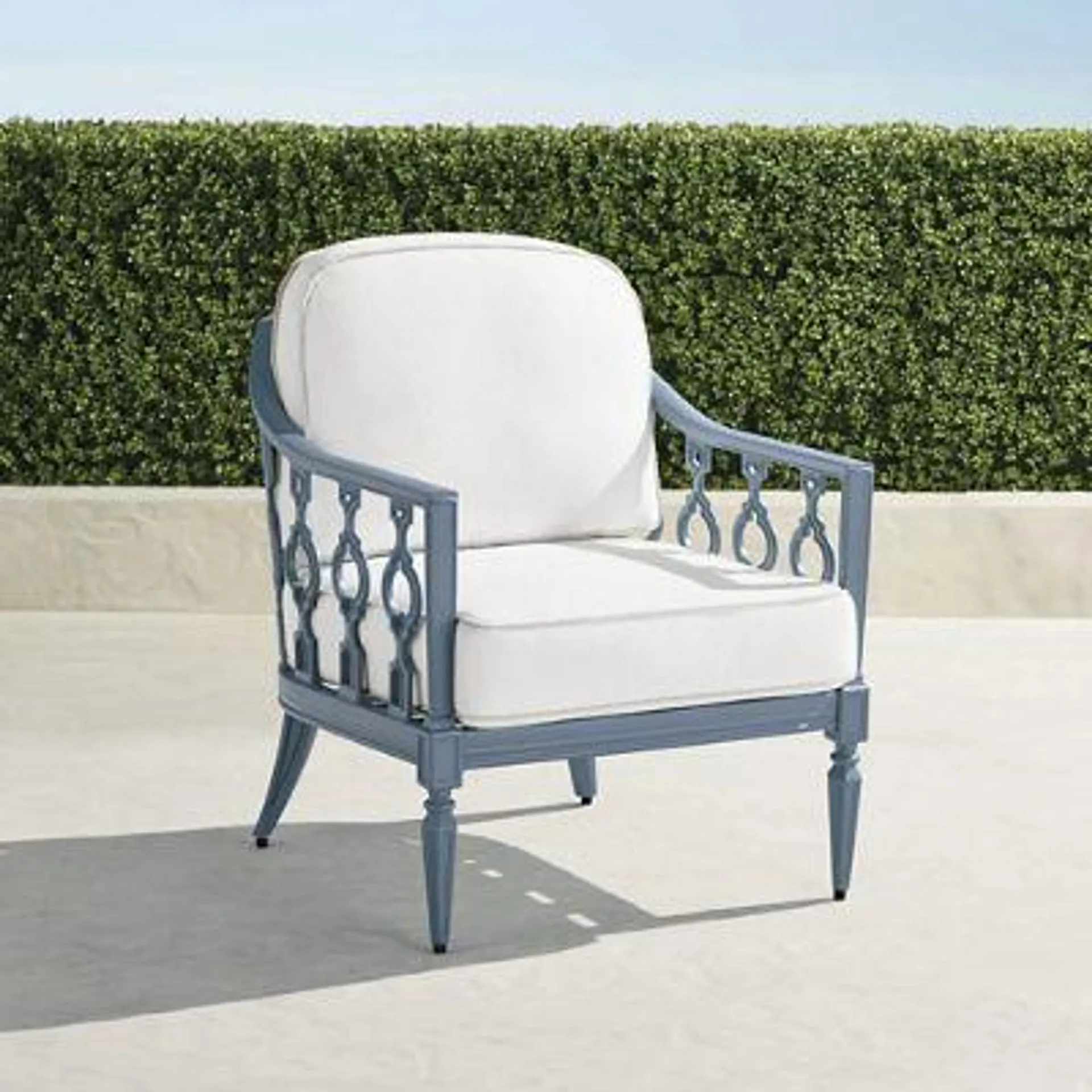 Avery Lounge Chair with Cushions in Moonlight Blue Aluminum