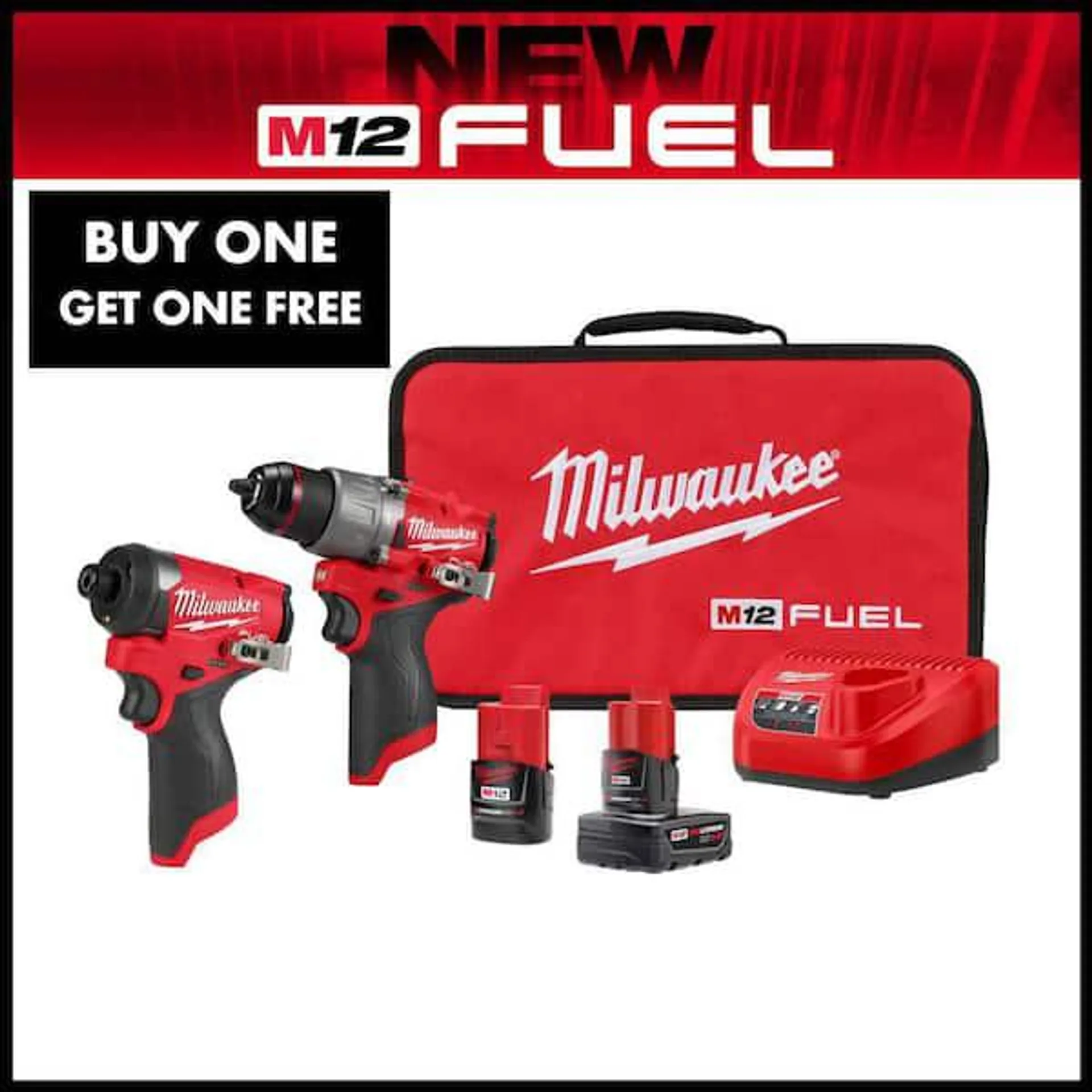M12 FUEL 12V Lithium-Ion Brushless Cordless Hammer Drill and Impact Driver Combo Kit w/2 Batteries and Bag (2-Tool)