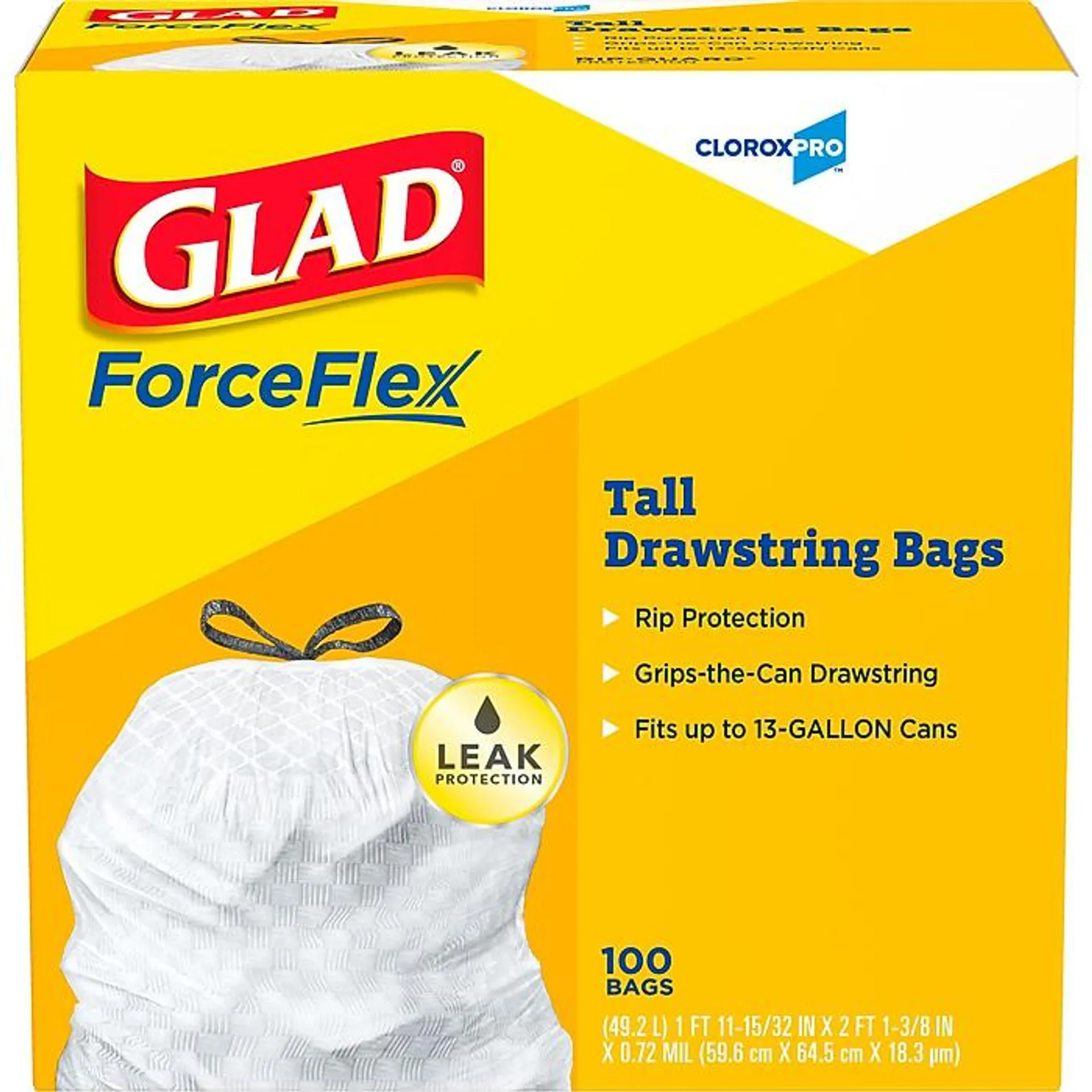CloroxPro™ Glad ® ForceFlex Tall Kitchen Drawstring Trash Bags,