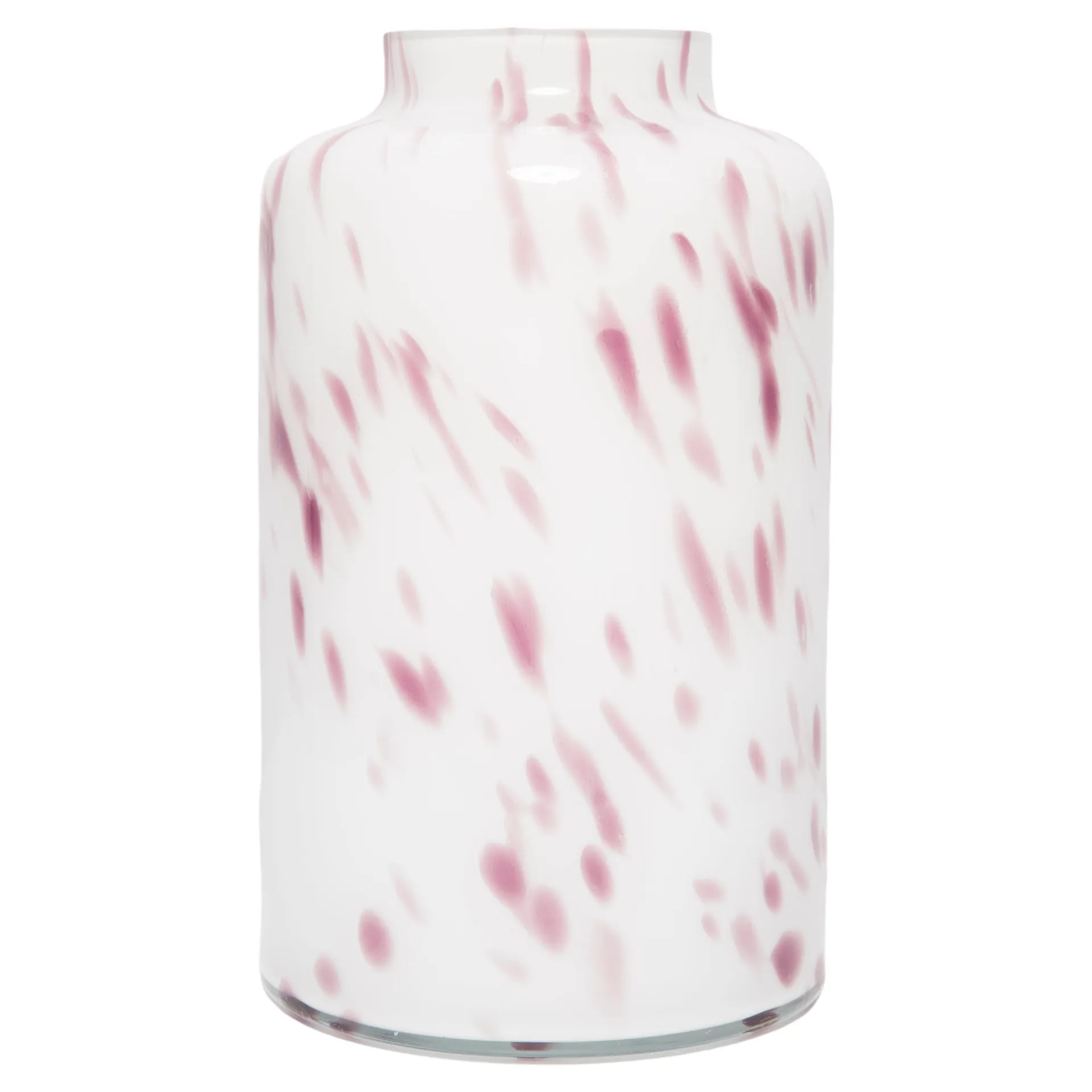 Mid Century Vintage Dalmatian White and Violet Murano Glass Vase, Italy, 2000s