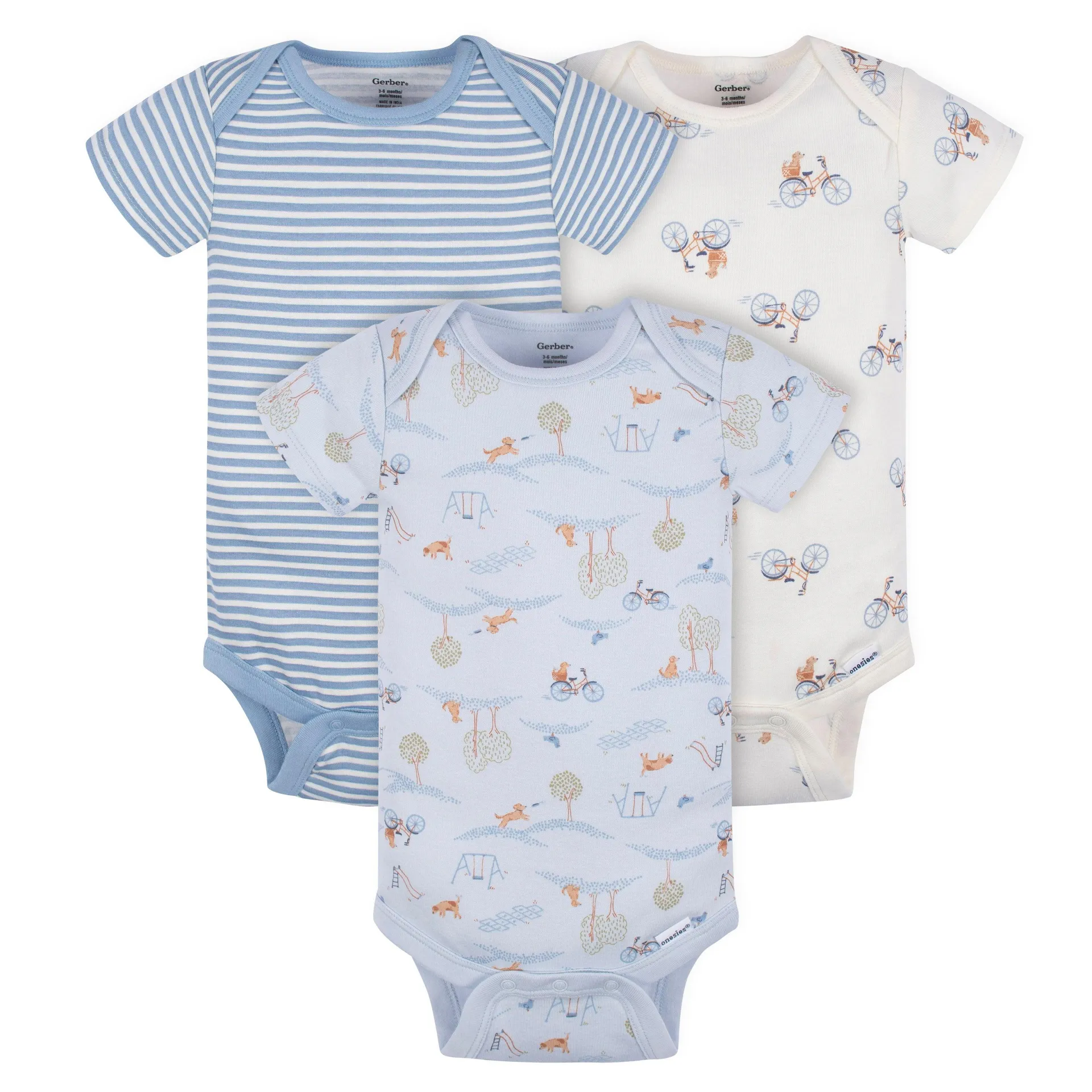 Gerber 3pk Puppies Short Sleeve Onesies® Bodysuit