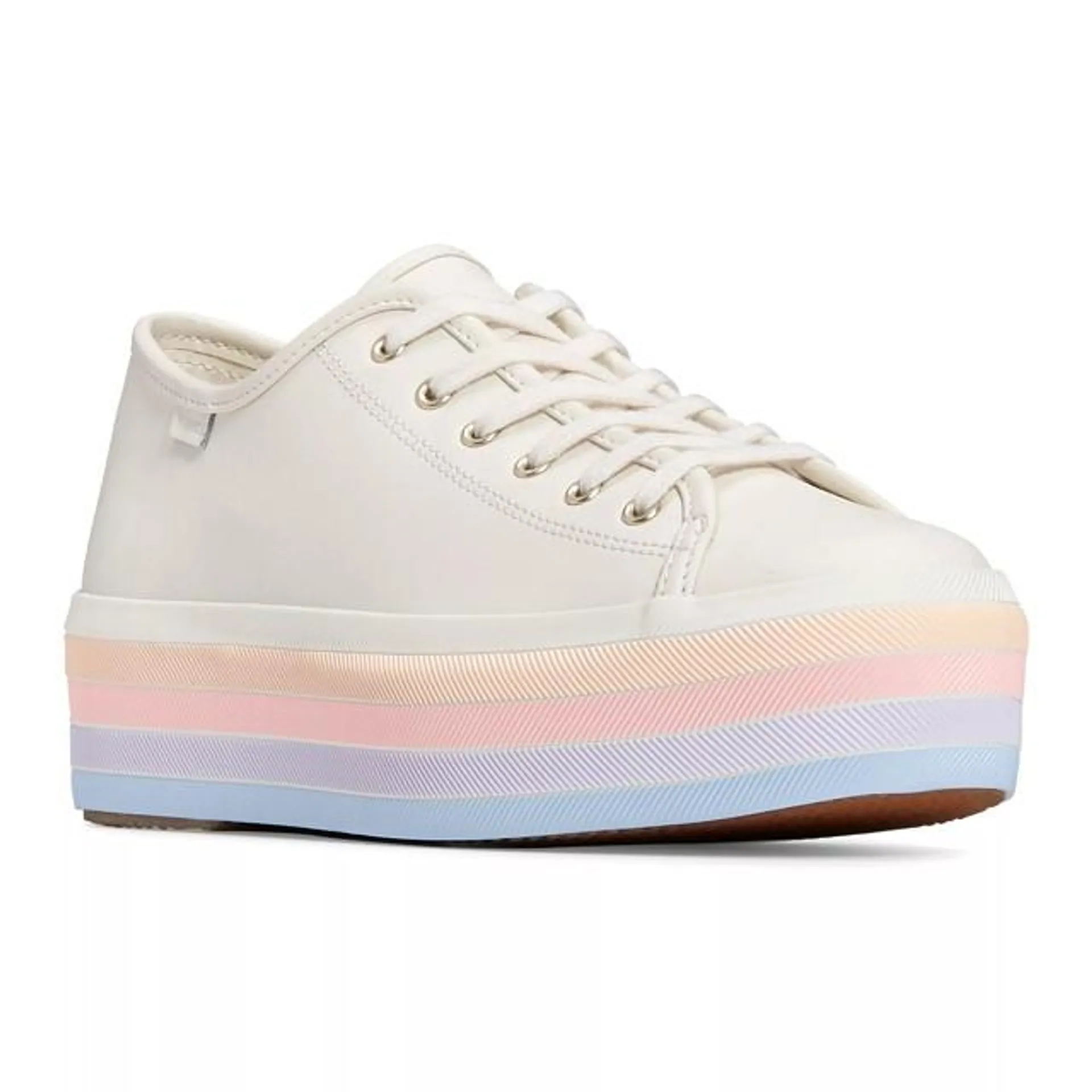 Keds Triple Up Leather Multi Stripe Foxing Lace Up