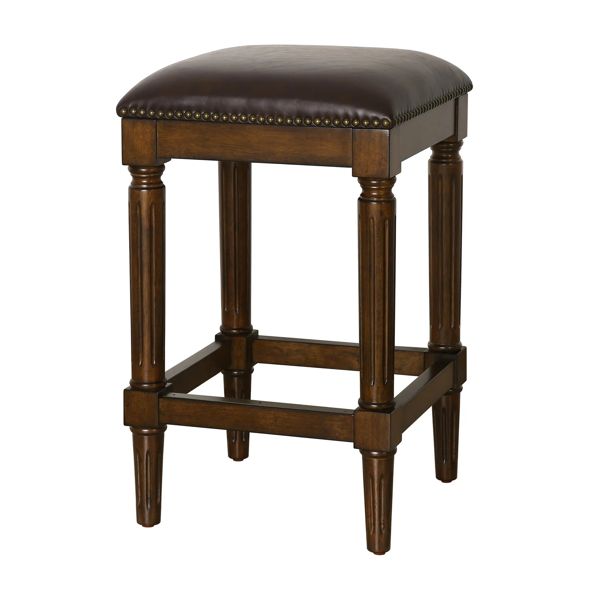 Square Counter Stool, 27"H - Distressed Walnut