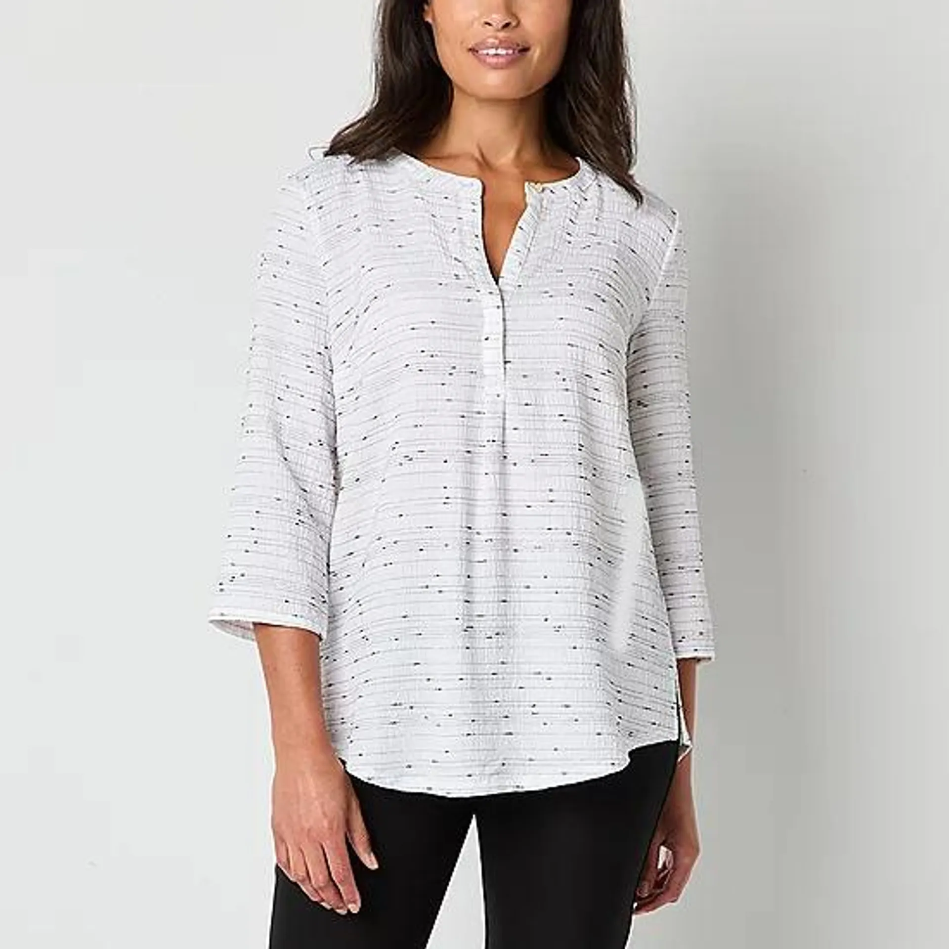 new! Liz Claiborne Womens 3/4 Sleeve Tunic Top