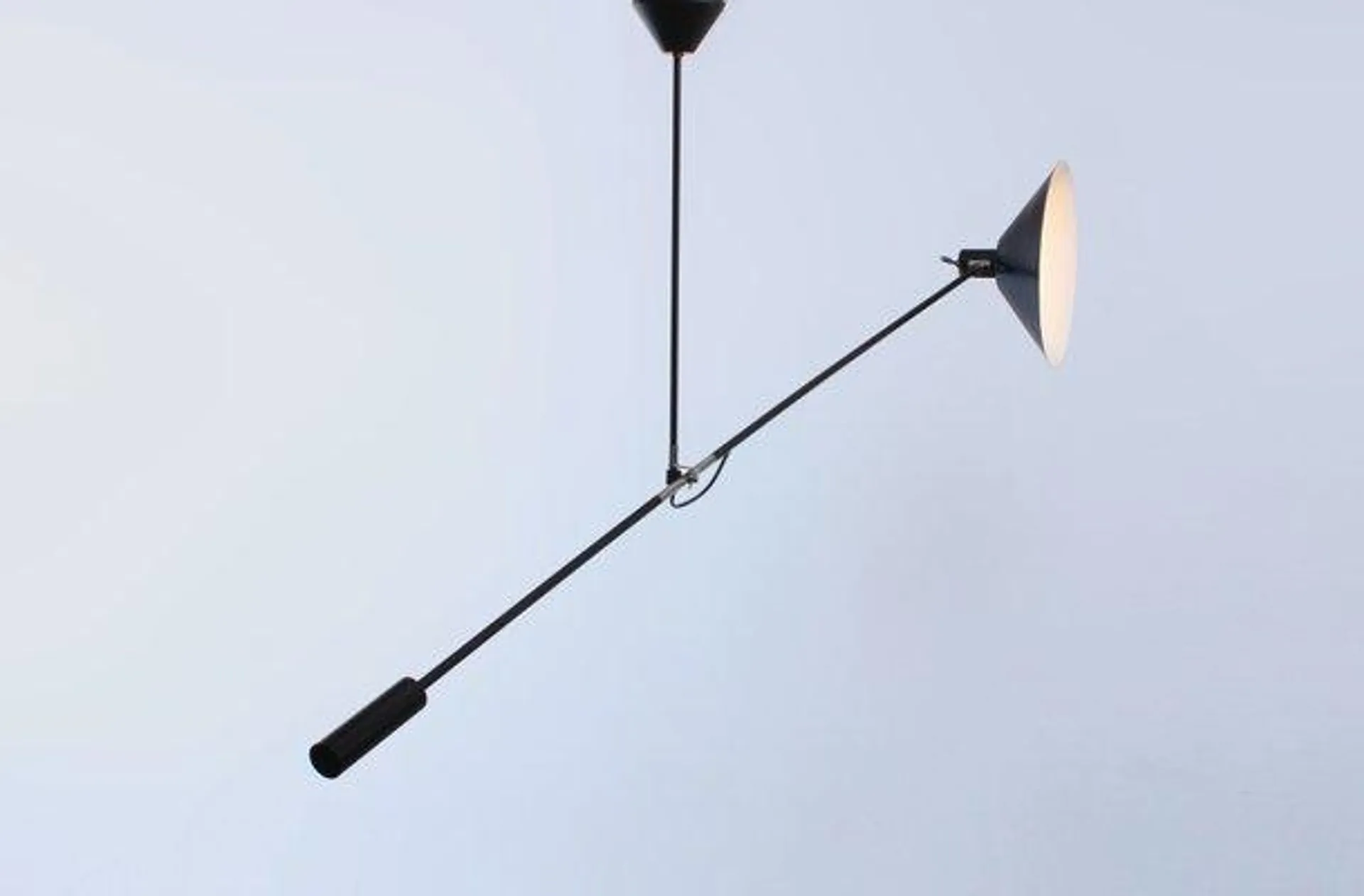 Black Counterbalance Ceiling Lamp by J. J. M. Hoogervorst for Anvia, 1950s