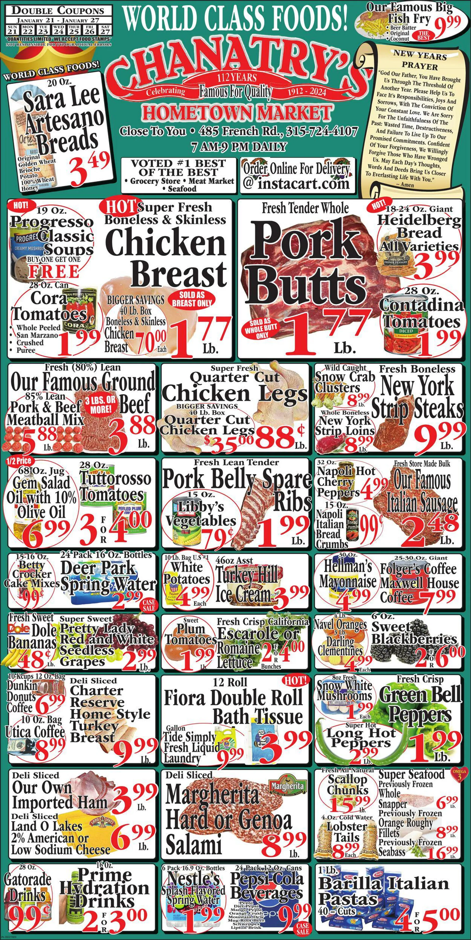 Weekly ad Chanatry's Hometown Market from January 21 to January 27 2024 - Page 1