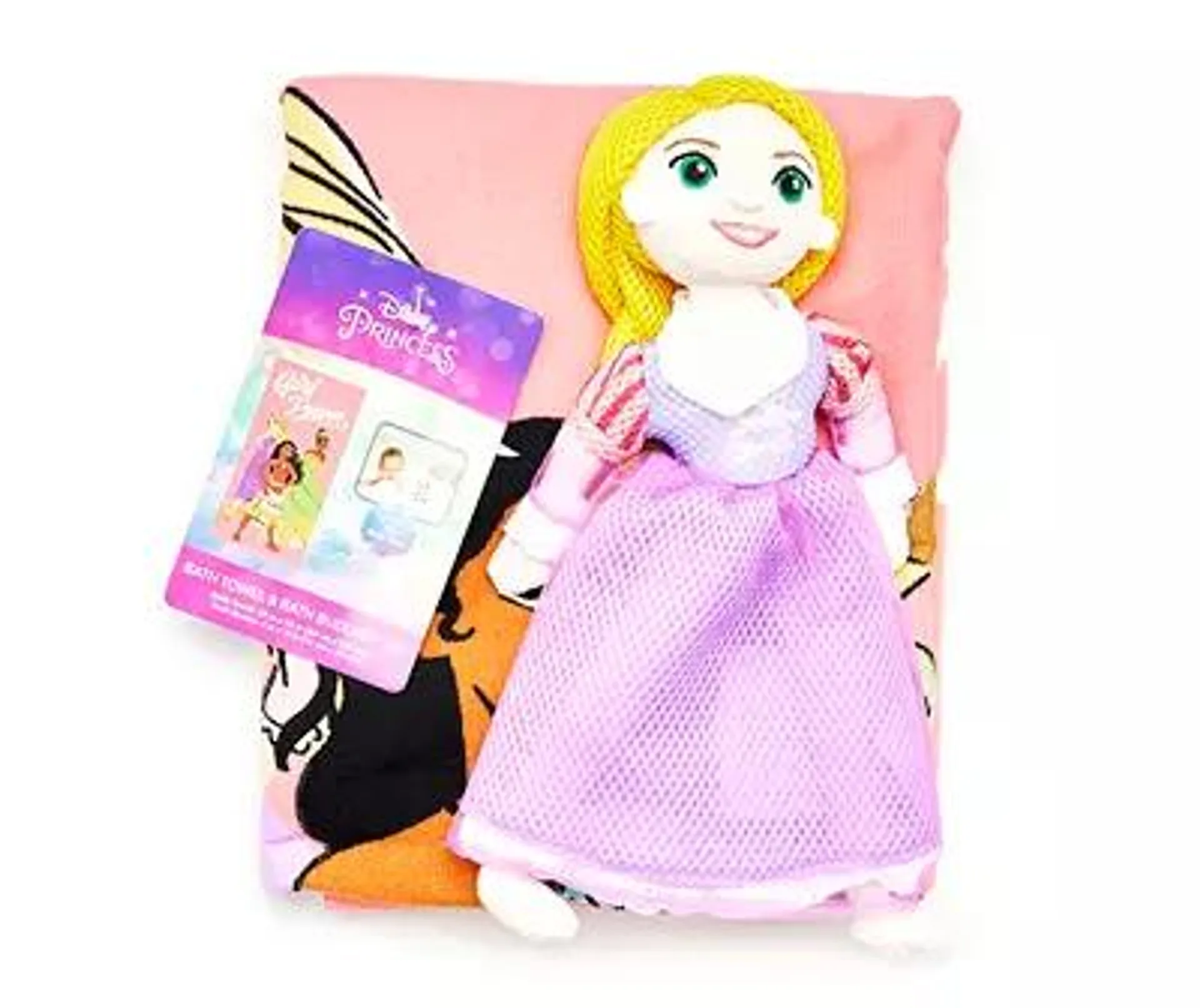 "Girl Power" Pink Disney Princess Bath Towel & Bath Buddy Set