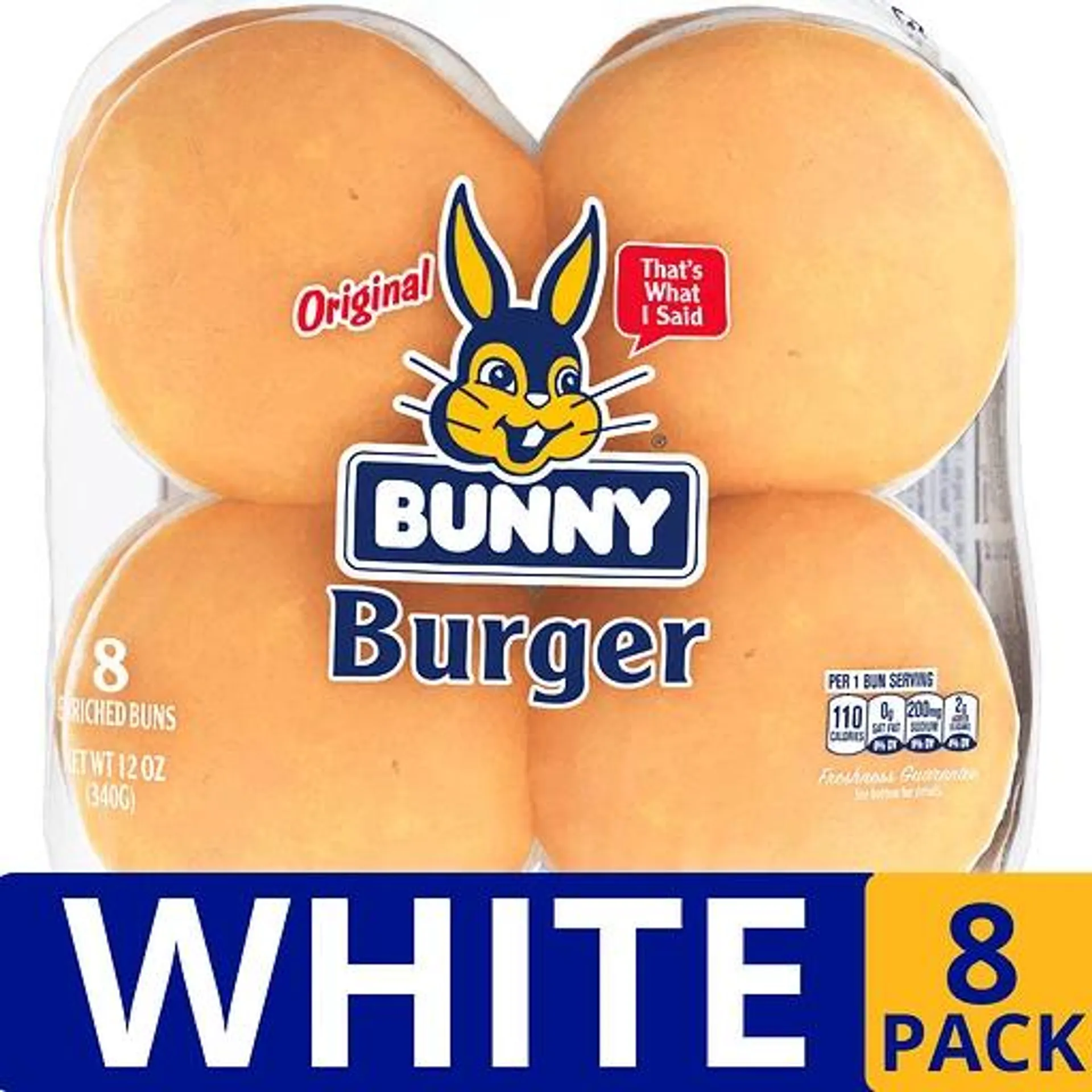 Bunny White Burger Buns, 12 oz, 8 Count