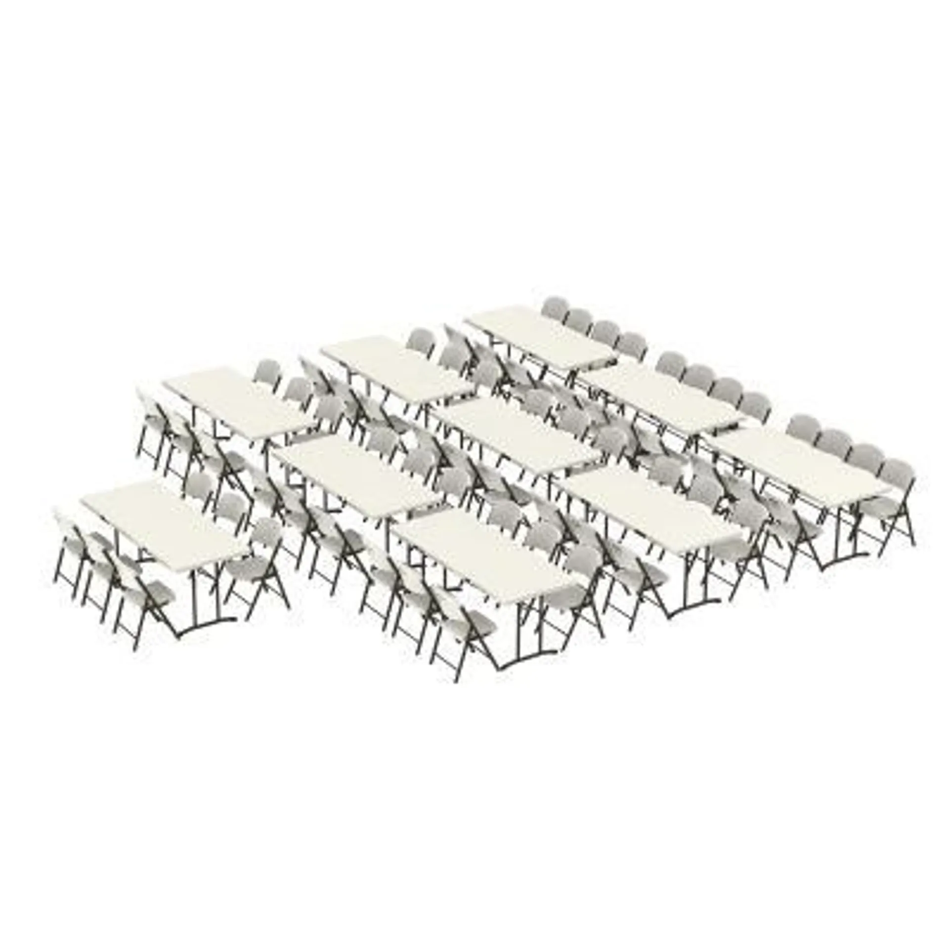 Lifetime (10) 6-Foot Fold-In-Half Tables and (64) Chairs Combo (Commercial)