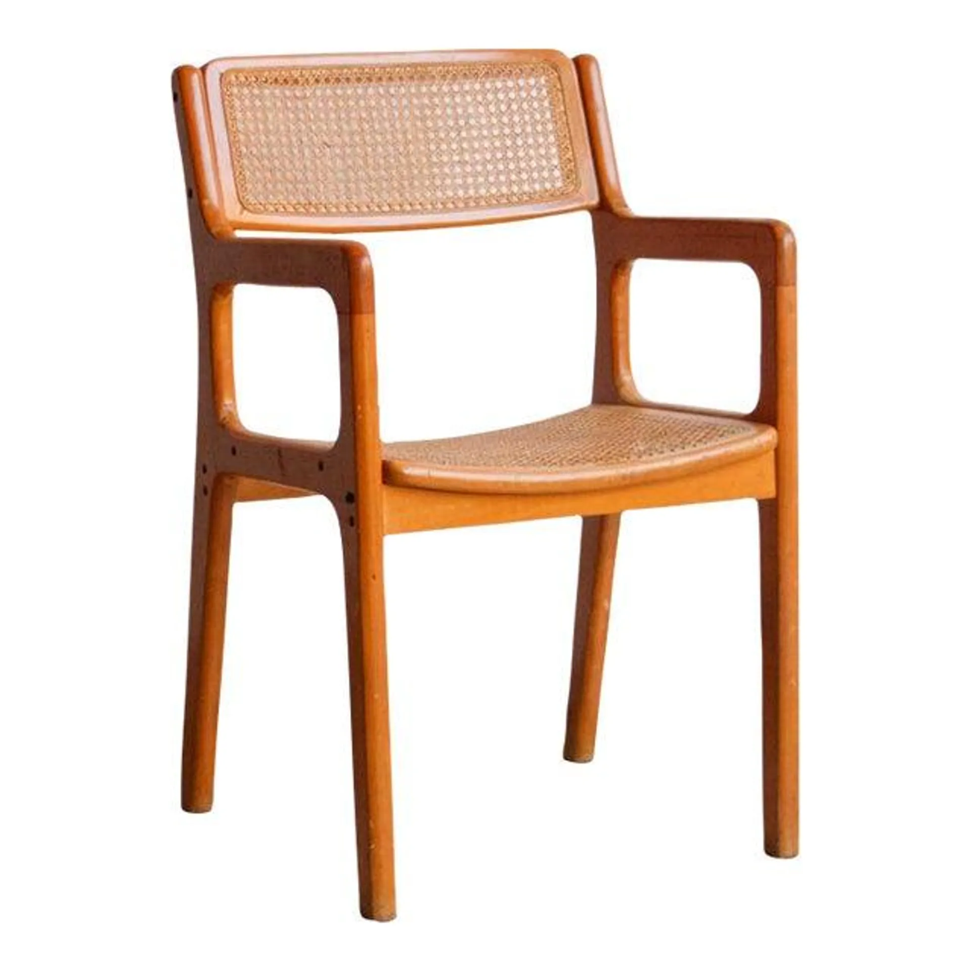 Mid 20th Century Birdseye Cane Arm Chair