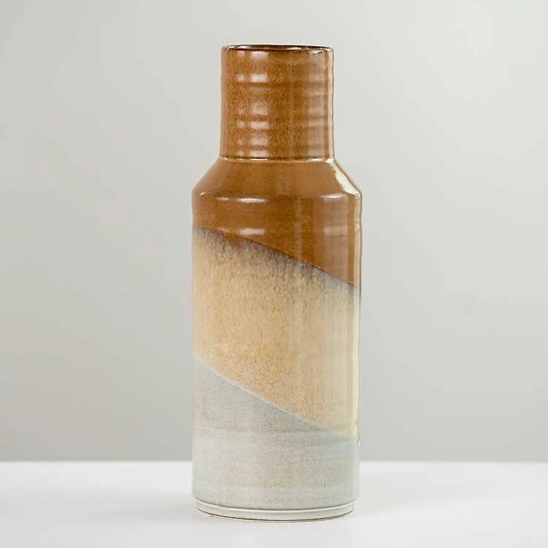 Tri-Tone Neutral Narrow Earthenware Vase