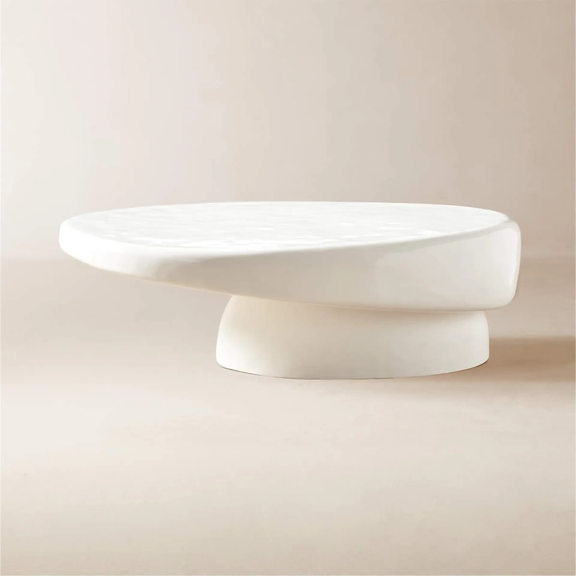 Alastor Oval High-Gloss White Concrete Coffee Table