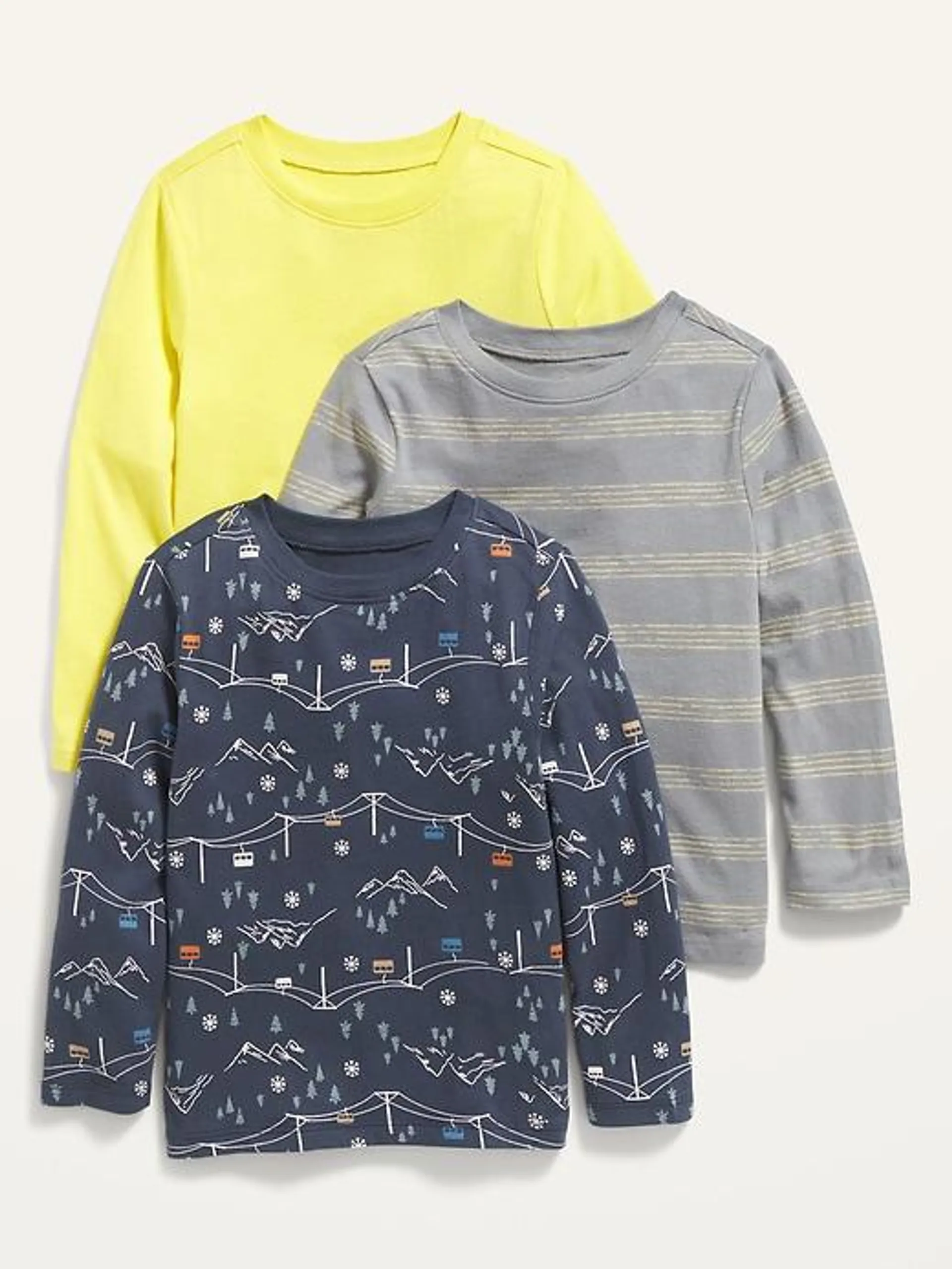 Unisex Long-Sleeve T-Shirt 3-Pack for Toddler