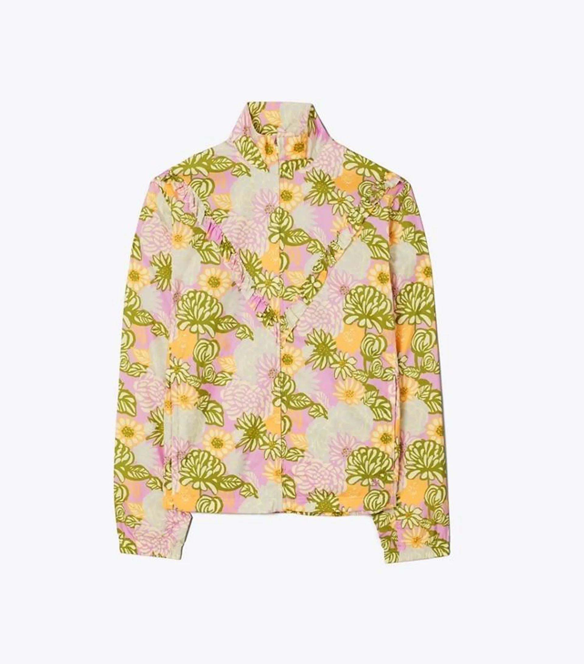 PRINTED RUFFLE WINDBREAKER