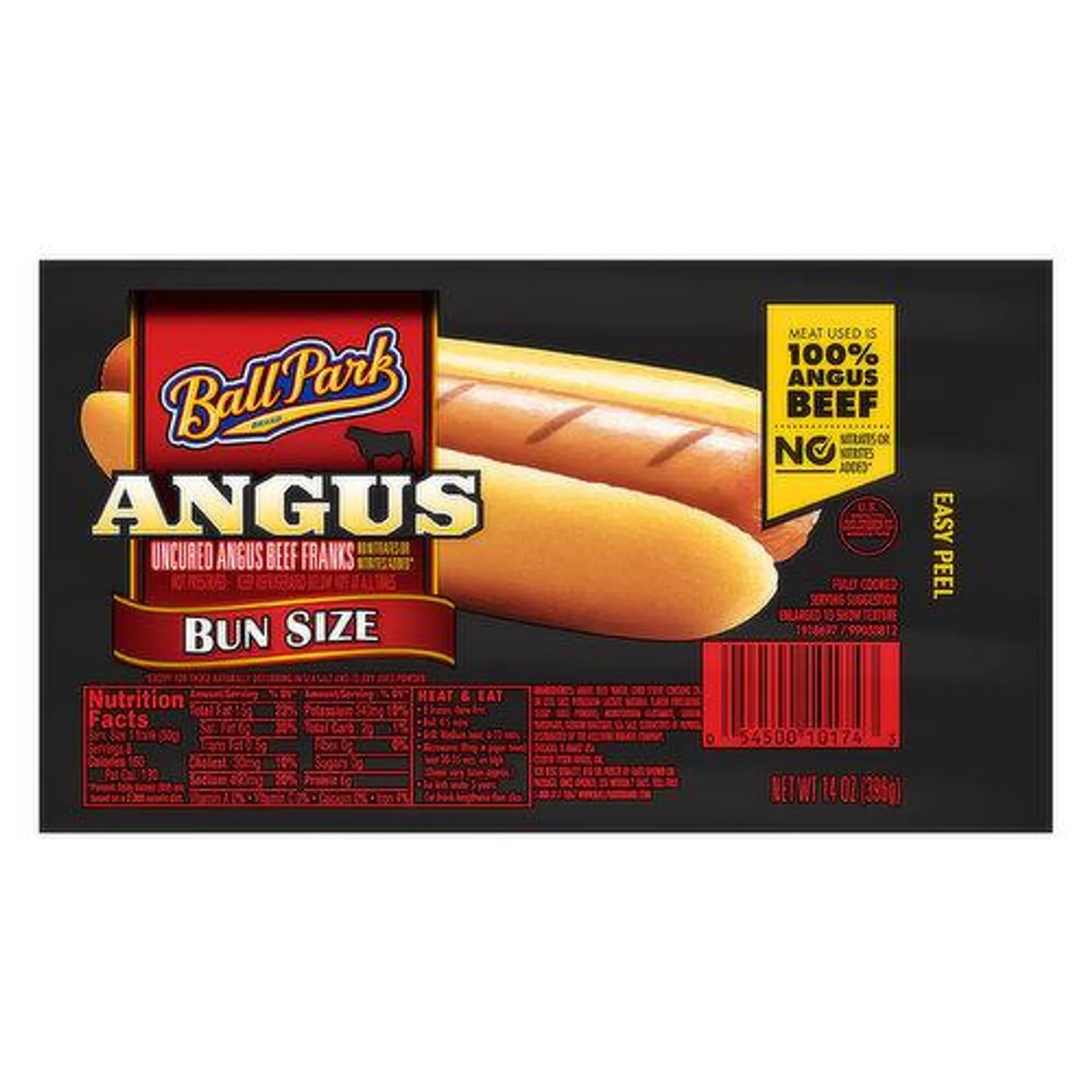 Ball Park Angus Beef Franks, Uncured, Bun Size - 14 Ounce