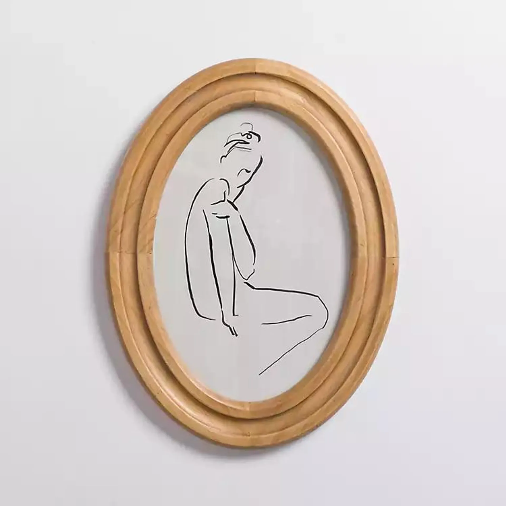 Woman Sketch Oval Framed Art Print