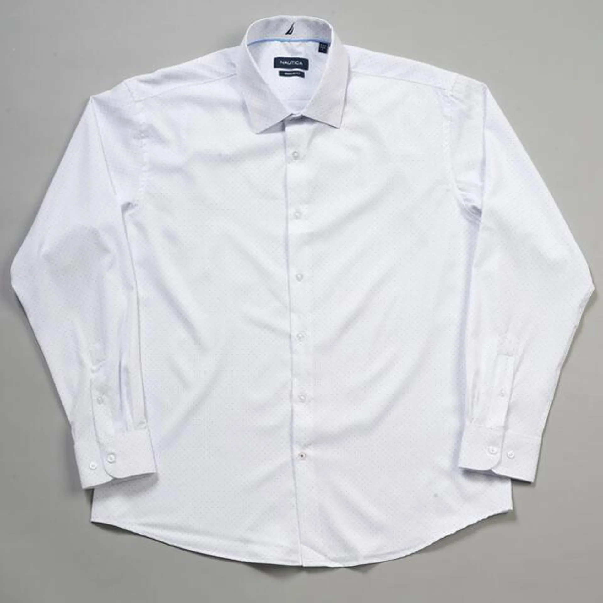 Mens Nautica Regular Fit Super Dots Dress Shirt - White