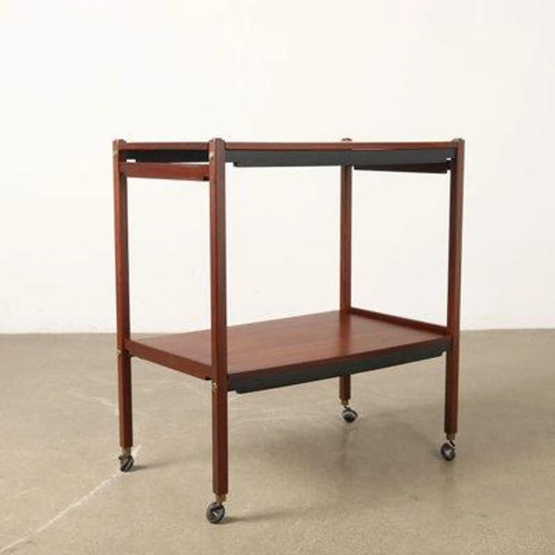 Vintage Service Trolley in Mahogany & Veneer, Italy, 1960s