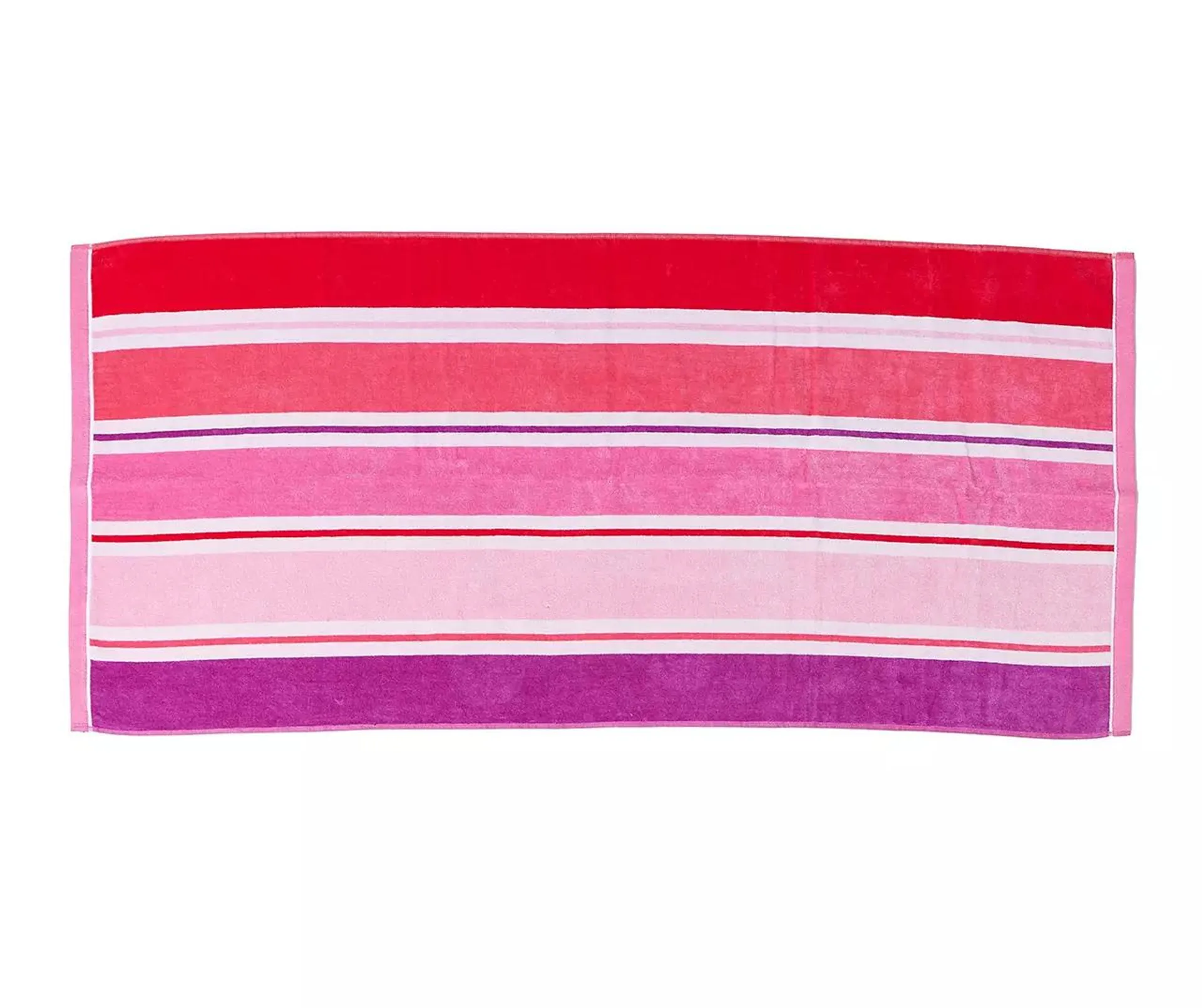 Pink Wide Stripe Velour Cabana Beach Towel