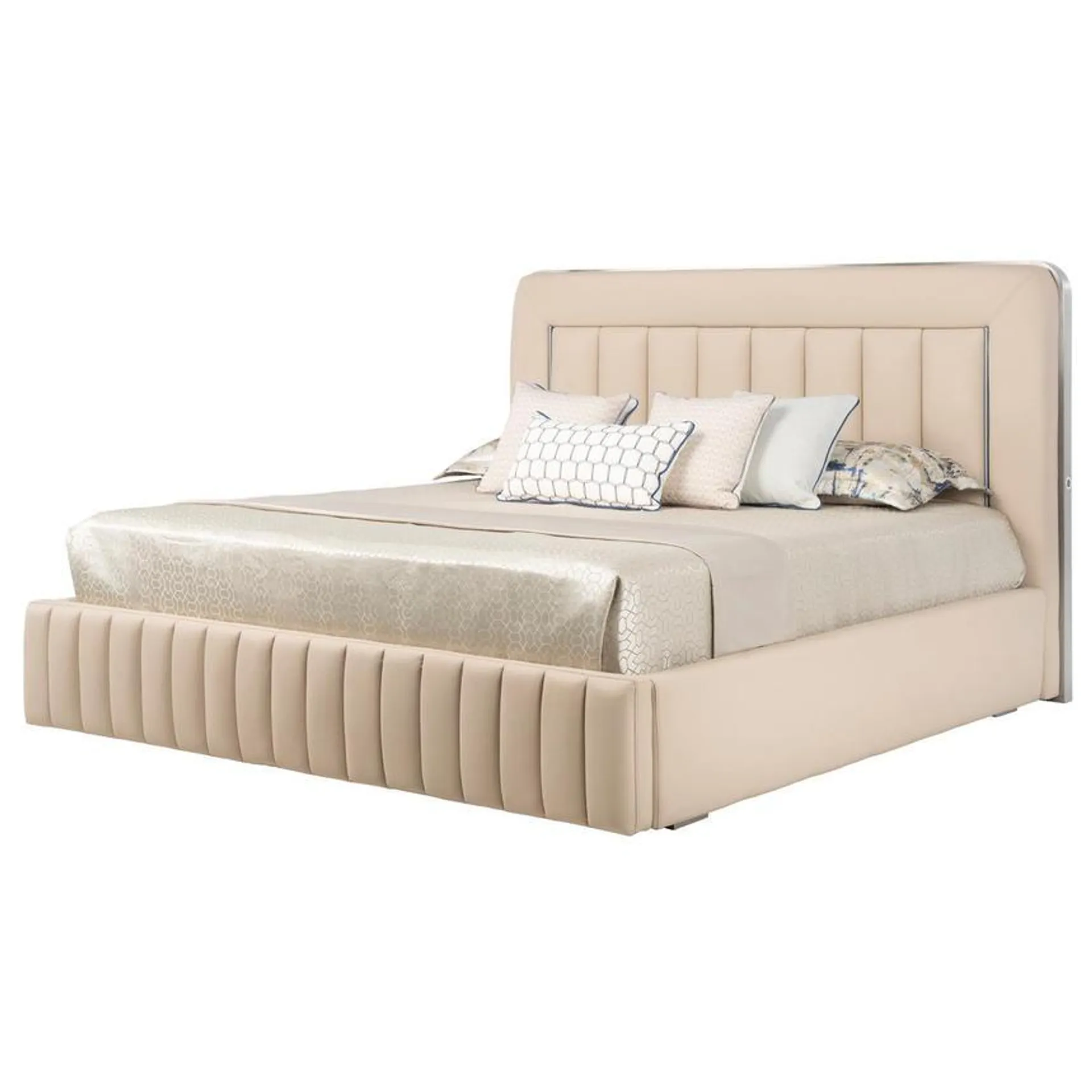 Matteo Taupe King Storage Bed