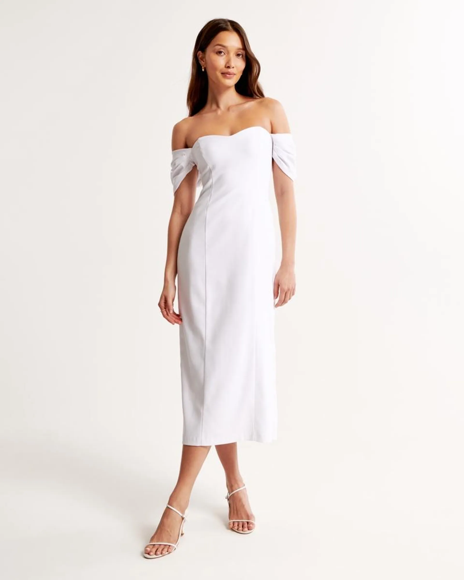 Clean Off-The-Shoulder Midi Dress