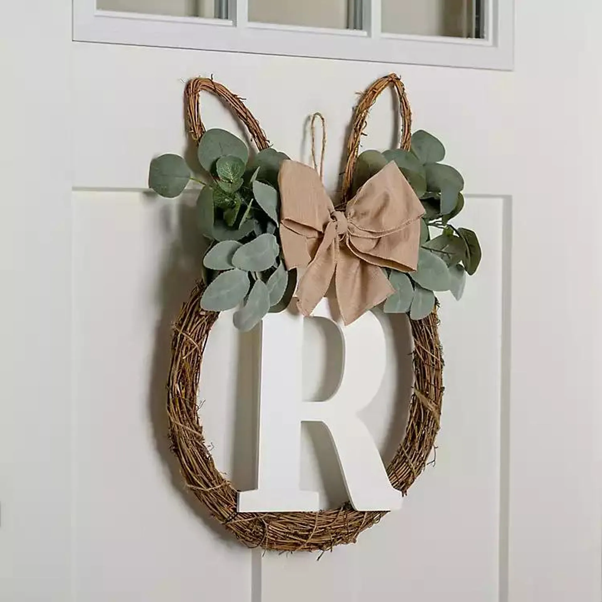 Monogram R Bunny Ear Wreath