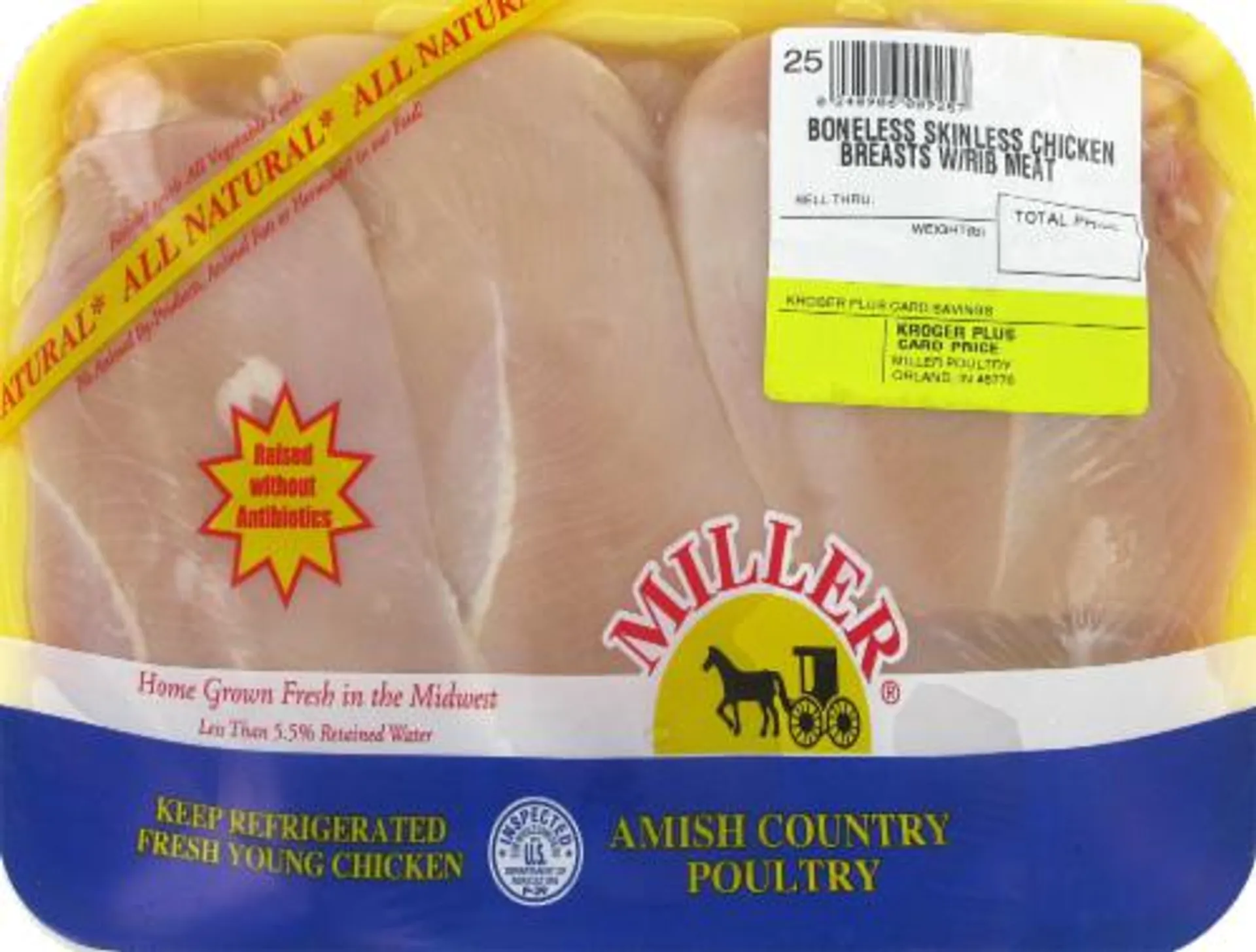 Miller Boneless Skinless Chicken Breasts with Rib Meat (3 per Pack)
