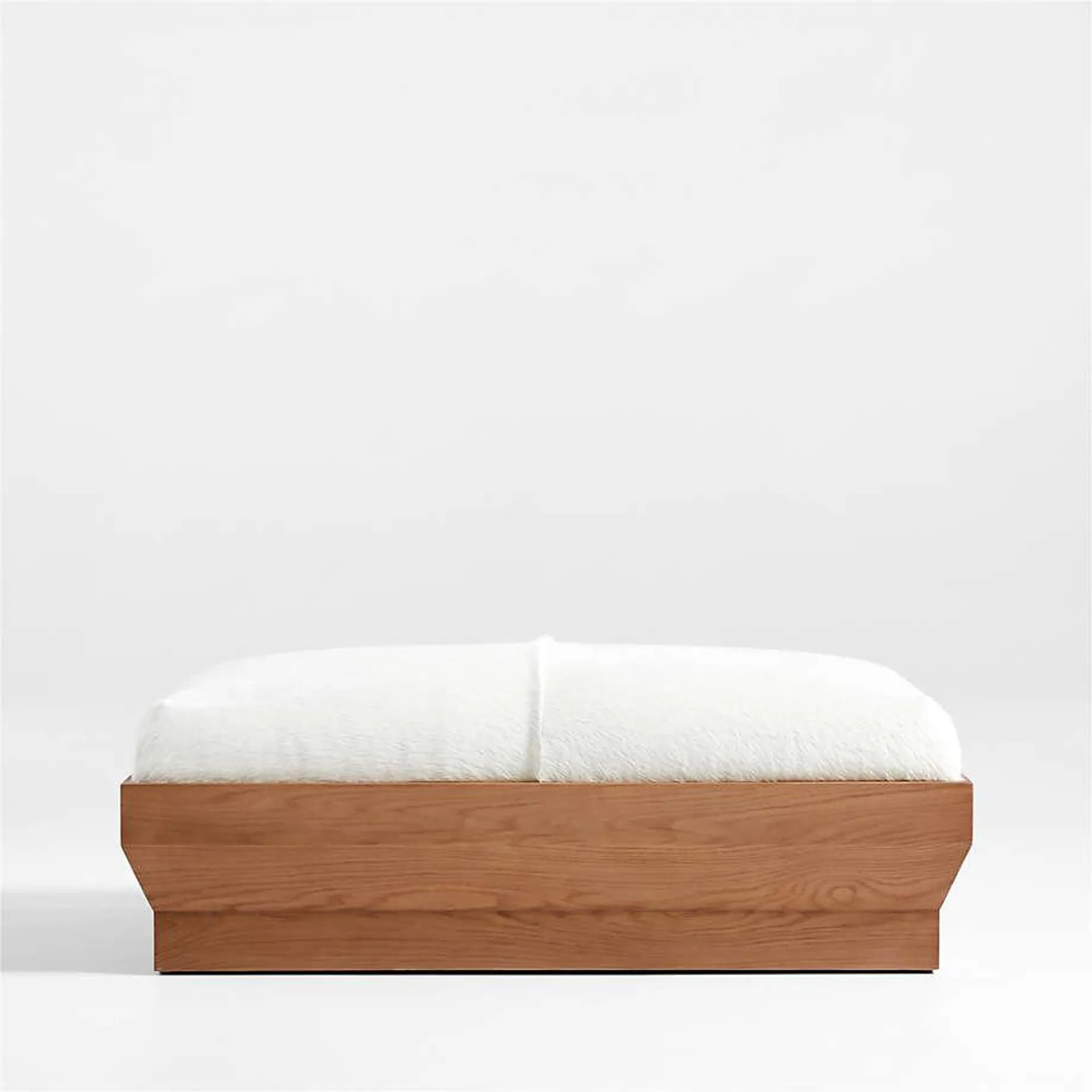 Fuse Solid White Oak Wood Ottoman