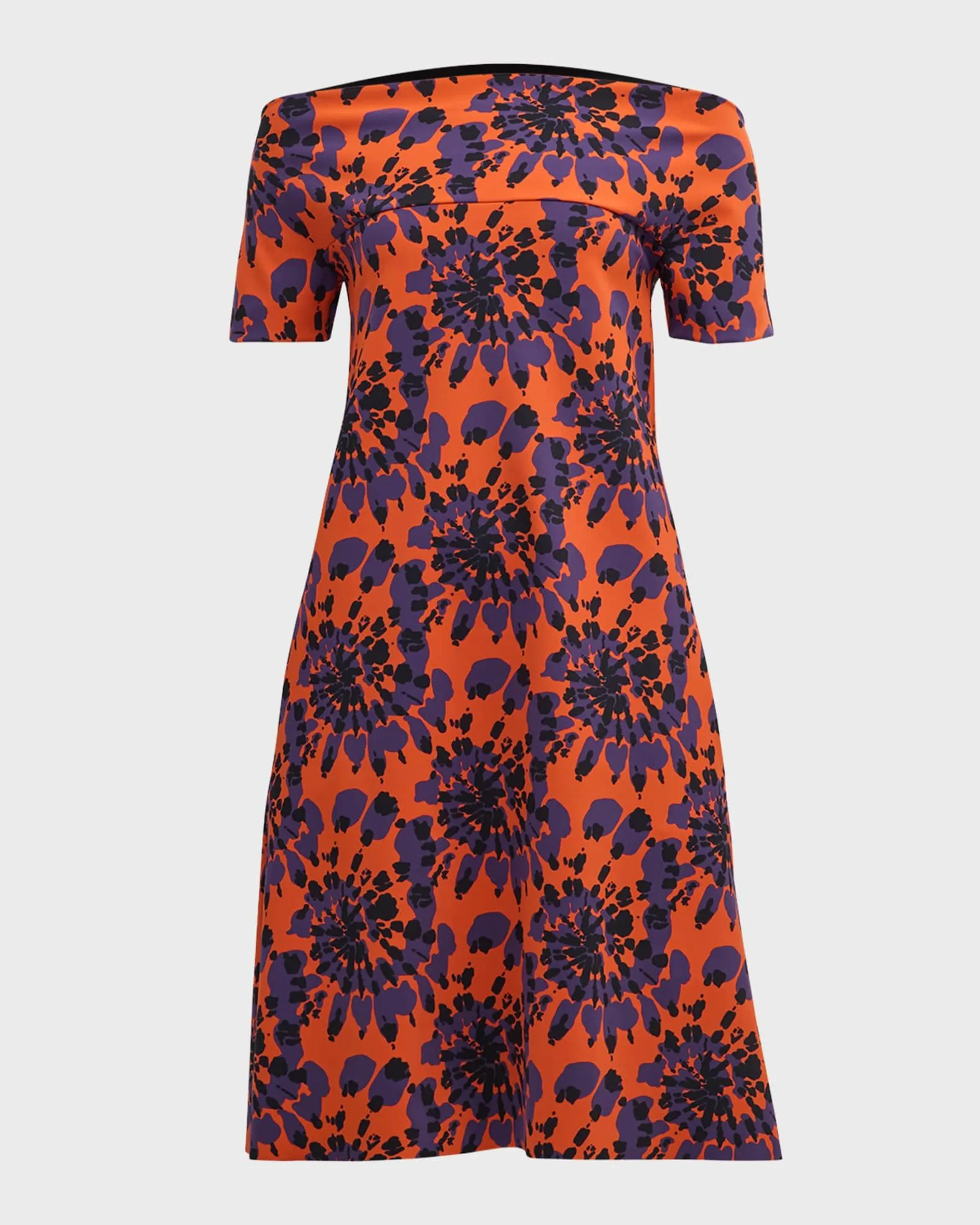 Abstract-Print Off-Shoulder Midi Dress