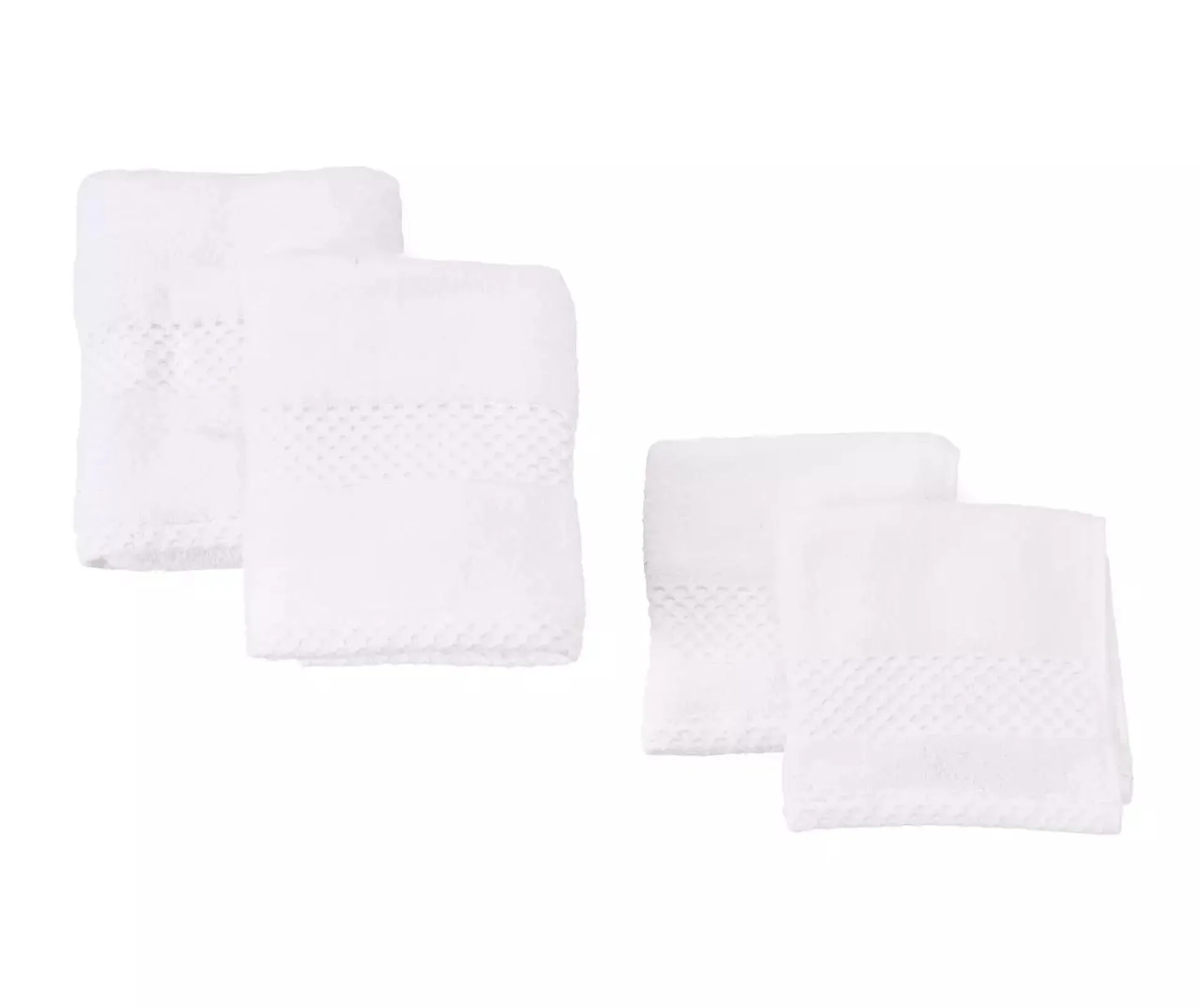 White Hexagon-Accent 4-Piece Hand & Washcloth Set