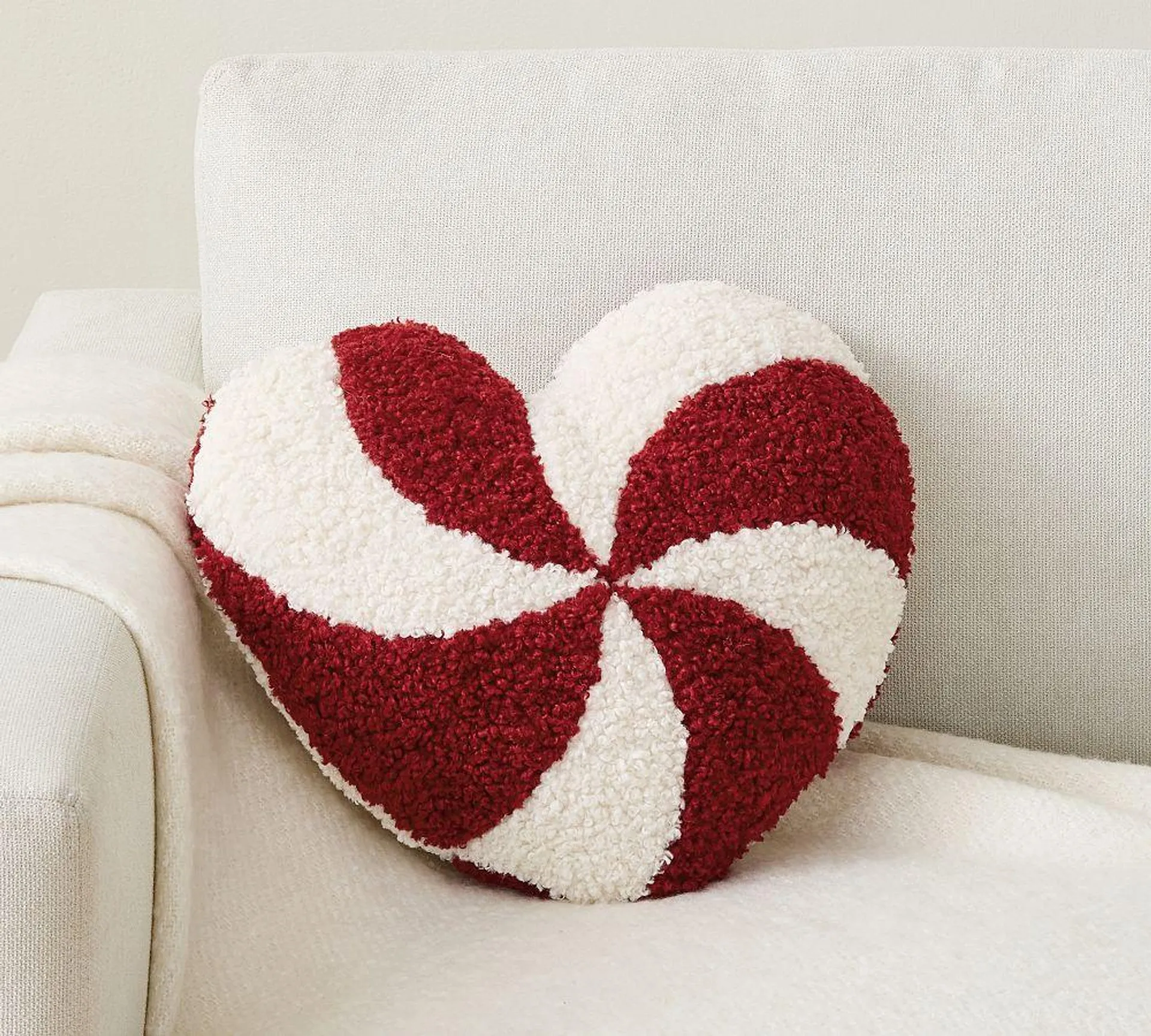 Peppermint Swirl Heart Shaped Pillow