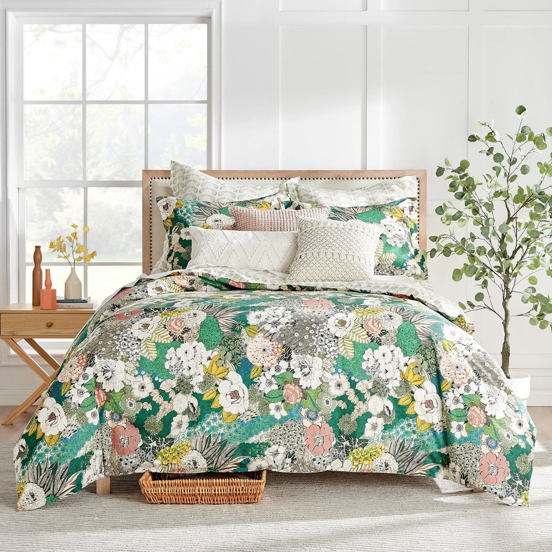 Levtex Home Bettina Green Floral Duvet Cover