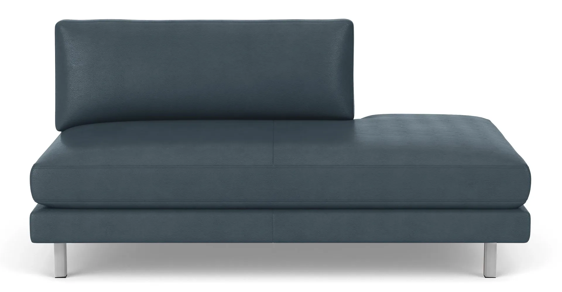 Cade 67" Left-Back Sofa in Urbino Cadet Leather with Stainless Steel Legs