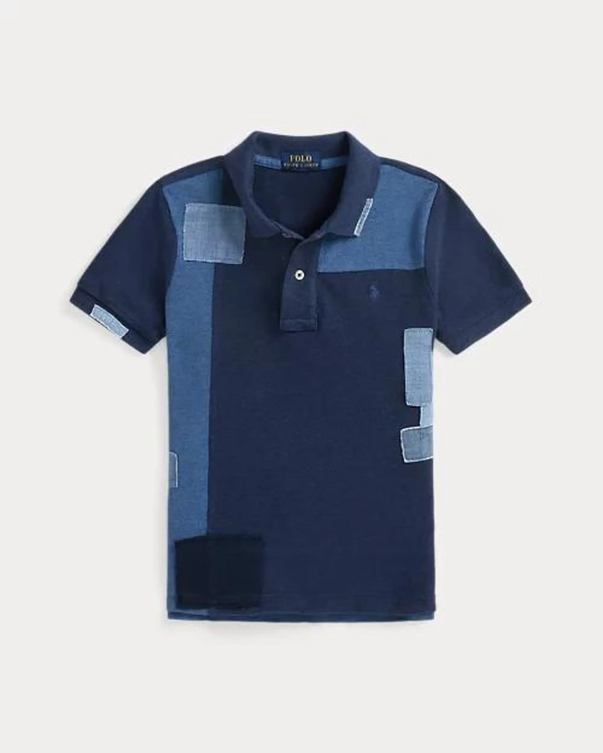 Patchwork Cotton Mesh Polo Shirt