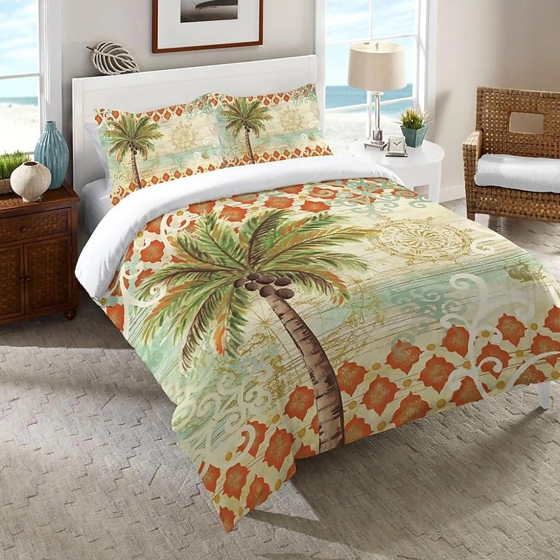 Laural Home Spice Palm Multi-colored Multi Full/Queen Comforter Cotton