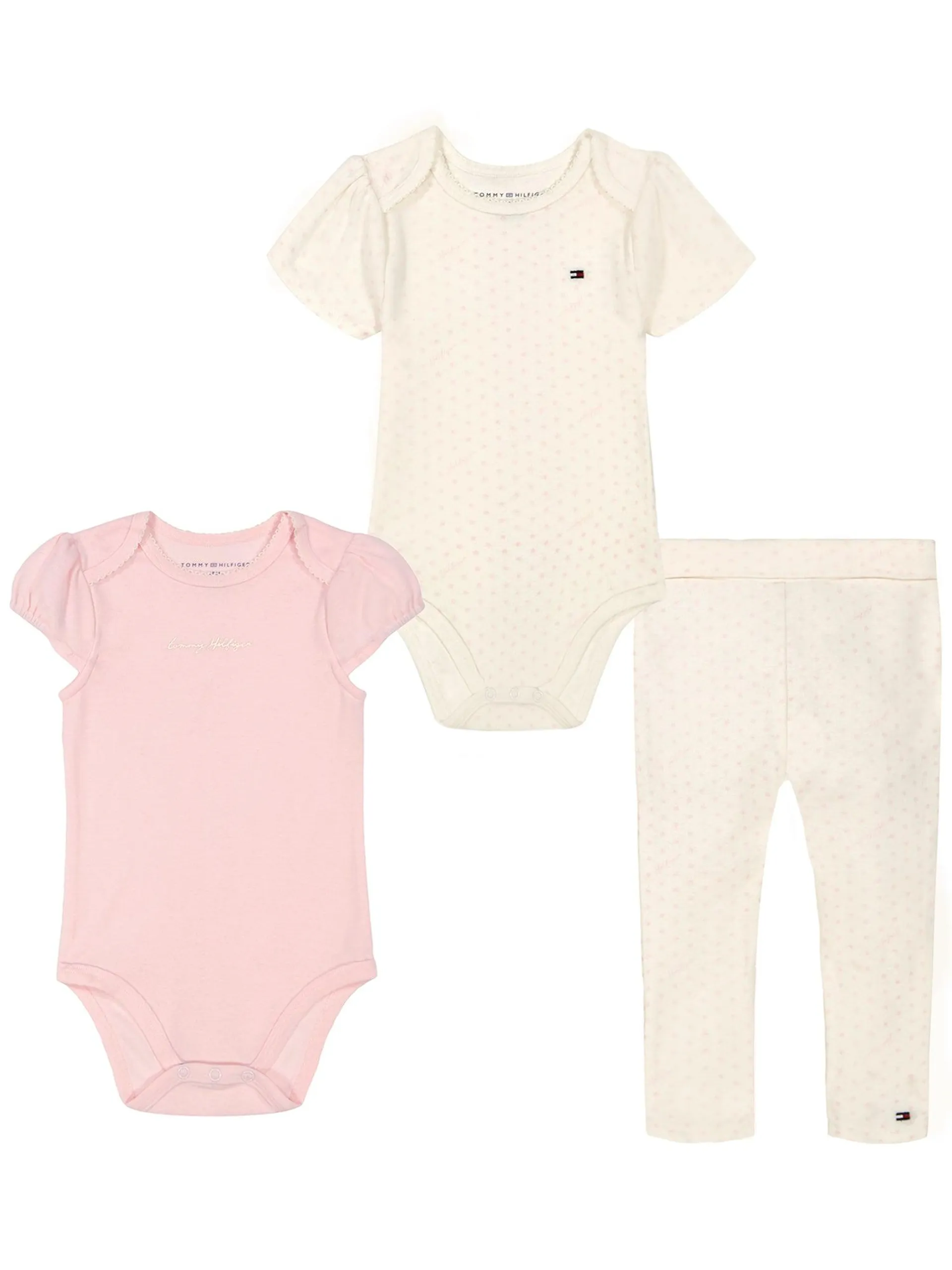 Tommy Hilfiger 3 Piece Light Pink Short Sleeve Bodysuit Set