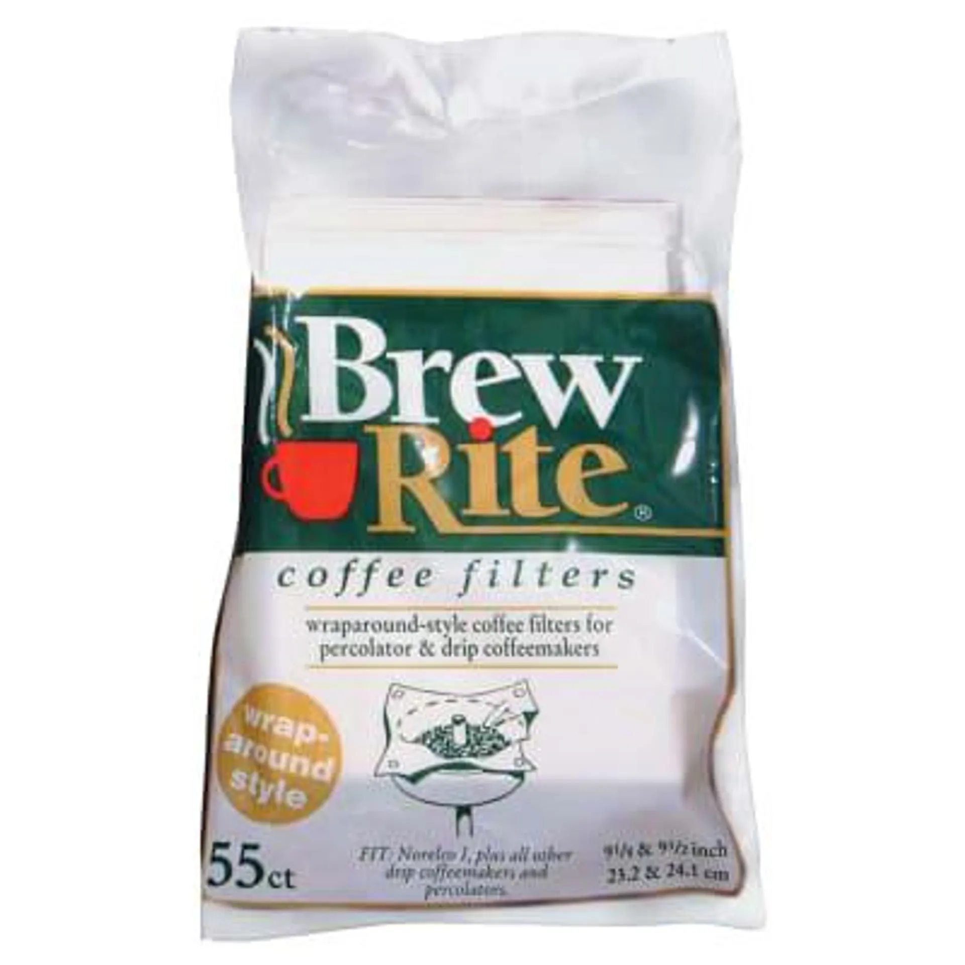 Brew Rite White Wrap Around Coffee Filters - 55 Ct