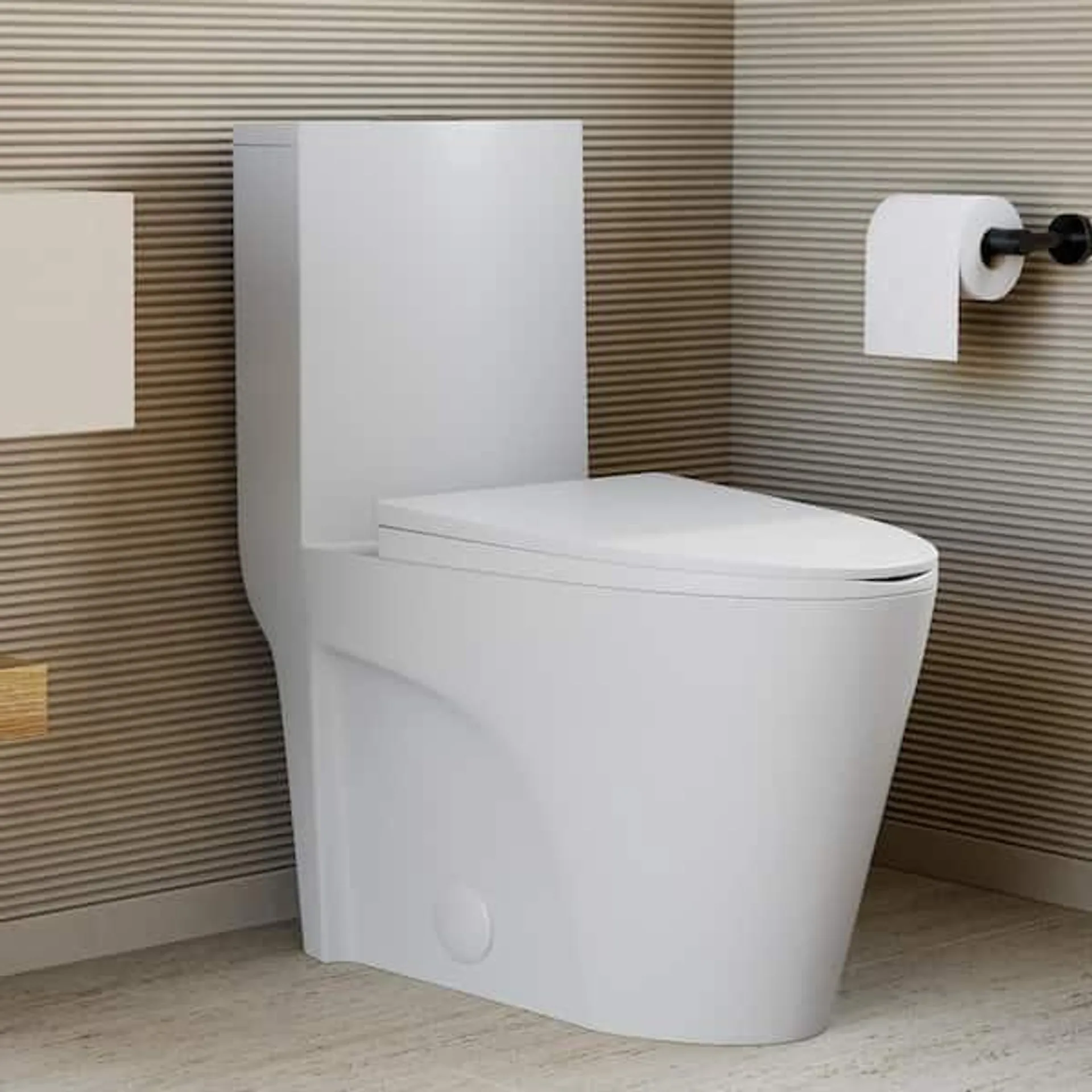 St. Tropez 1-Piece 1.1 GPF/1.6 GPF Dual Flush Elongated Toilet in Matte White Seat Included