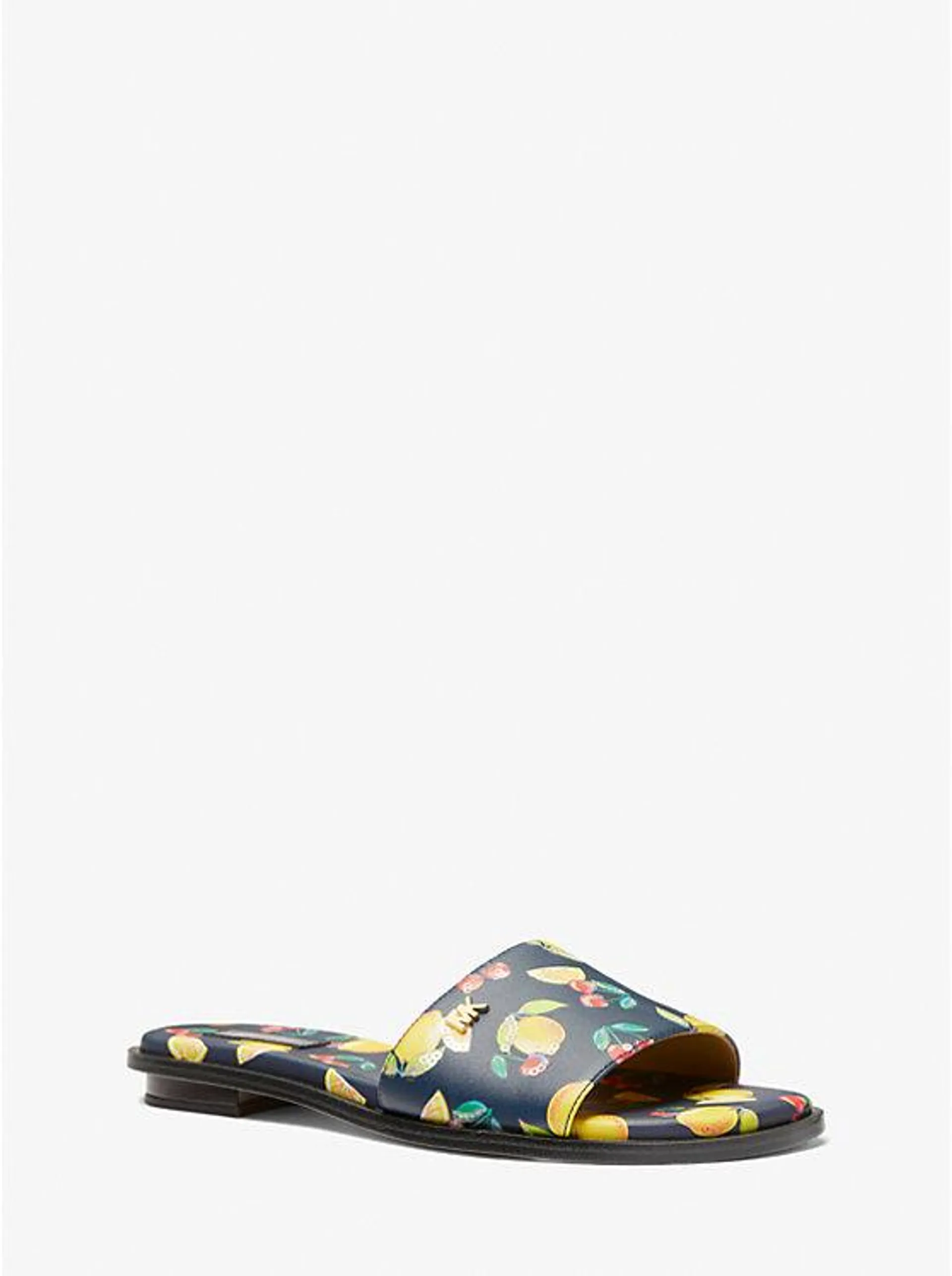 Deanna Sequined Fruit Print Slide Sandal