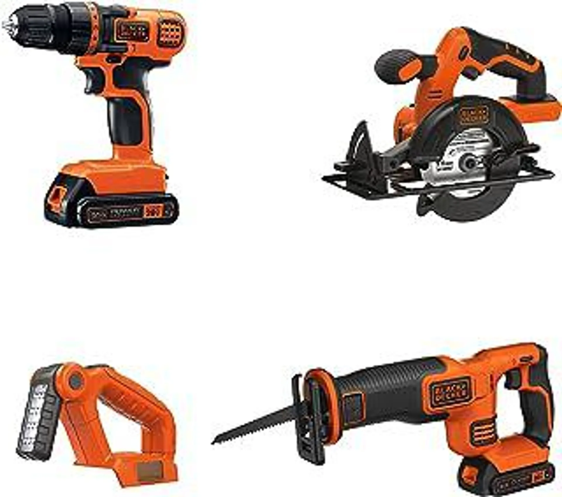 BLACK+DECKER 20V MAX Power Tool Combo Kit, 4-Tool Cordless Power Tool Set with 2 Batteries and Charger (BD4KITCDCRL)