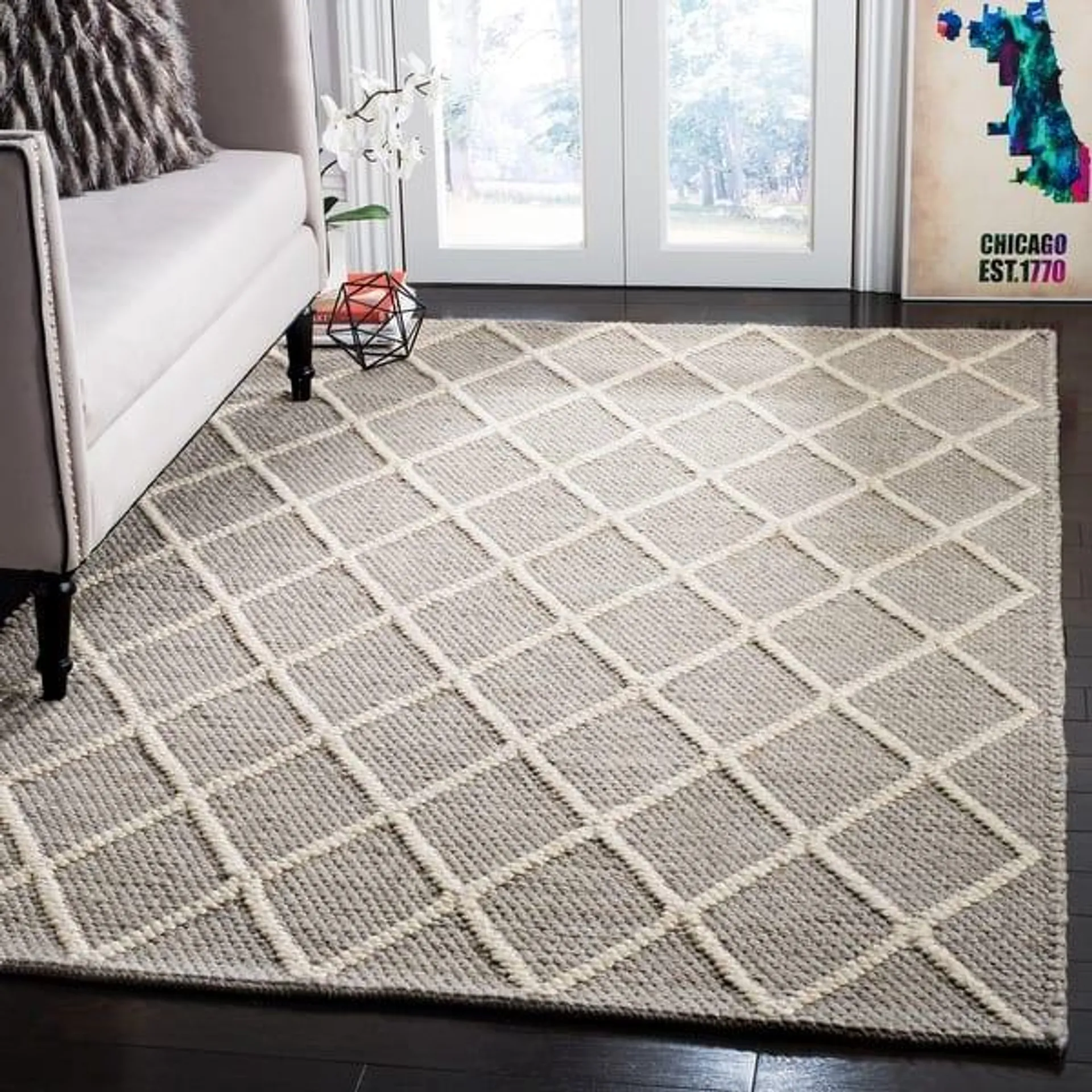 SAFAVIEH Handmade Natura Qiong Wool/ Viscose Trellis Rug