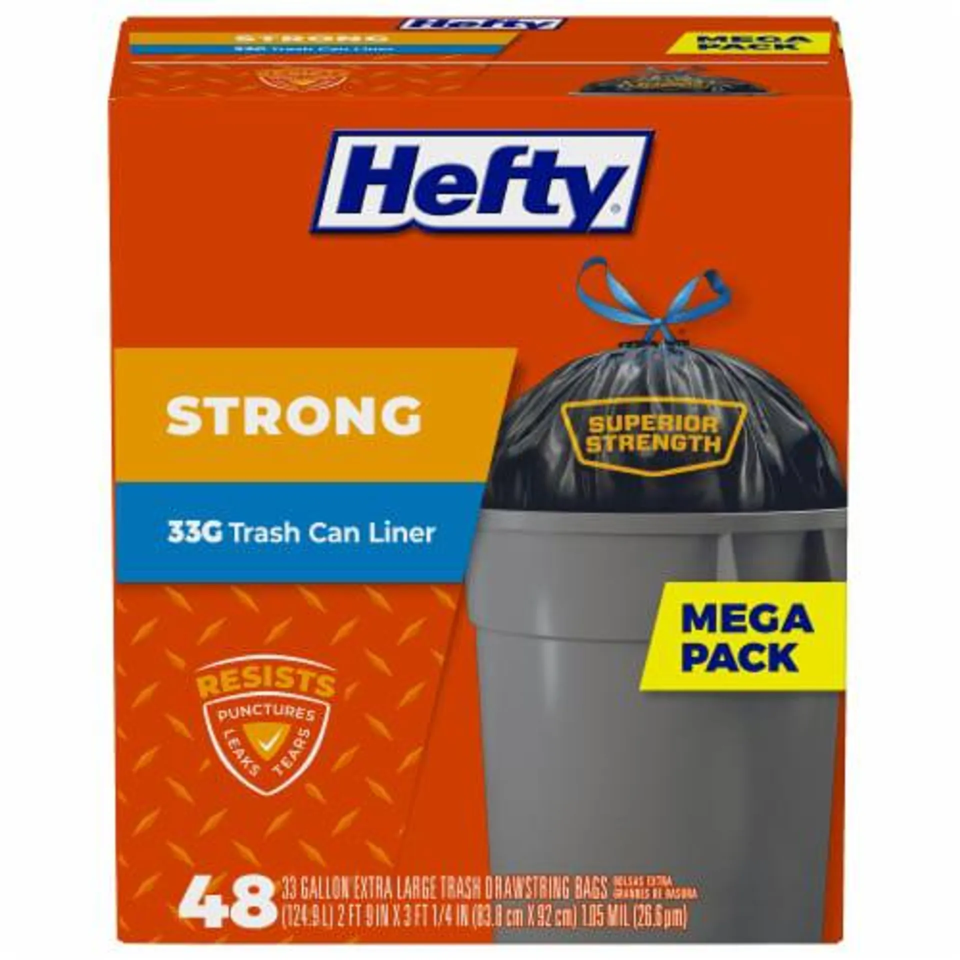 Hefty Strong 33-Gallon Extra Large Drawstring Bags Mega Pack