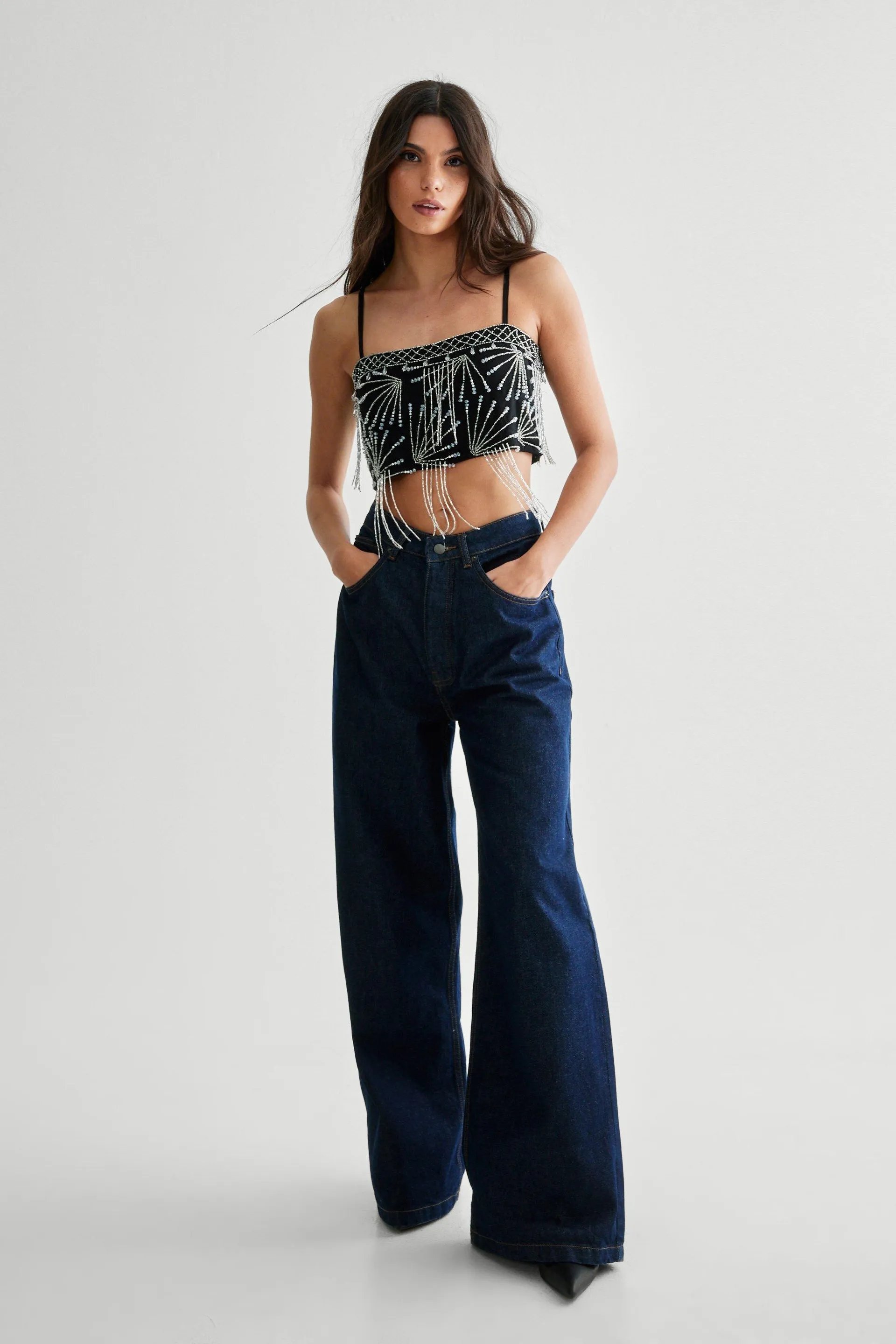 Beaded Tassel Crop Top