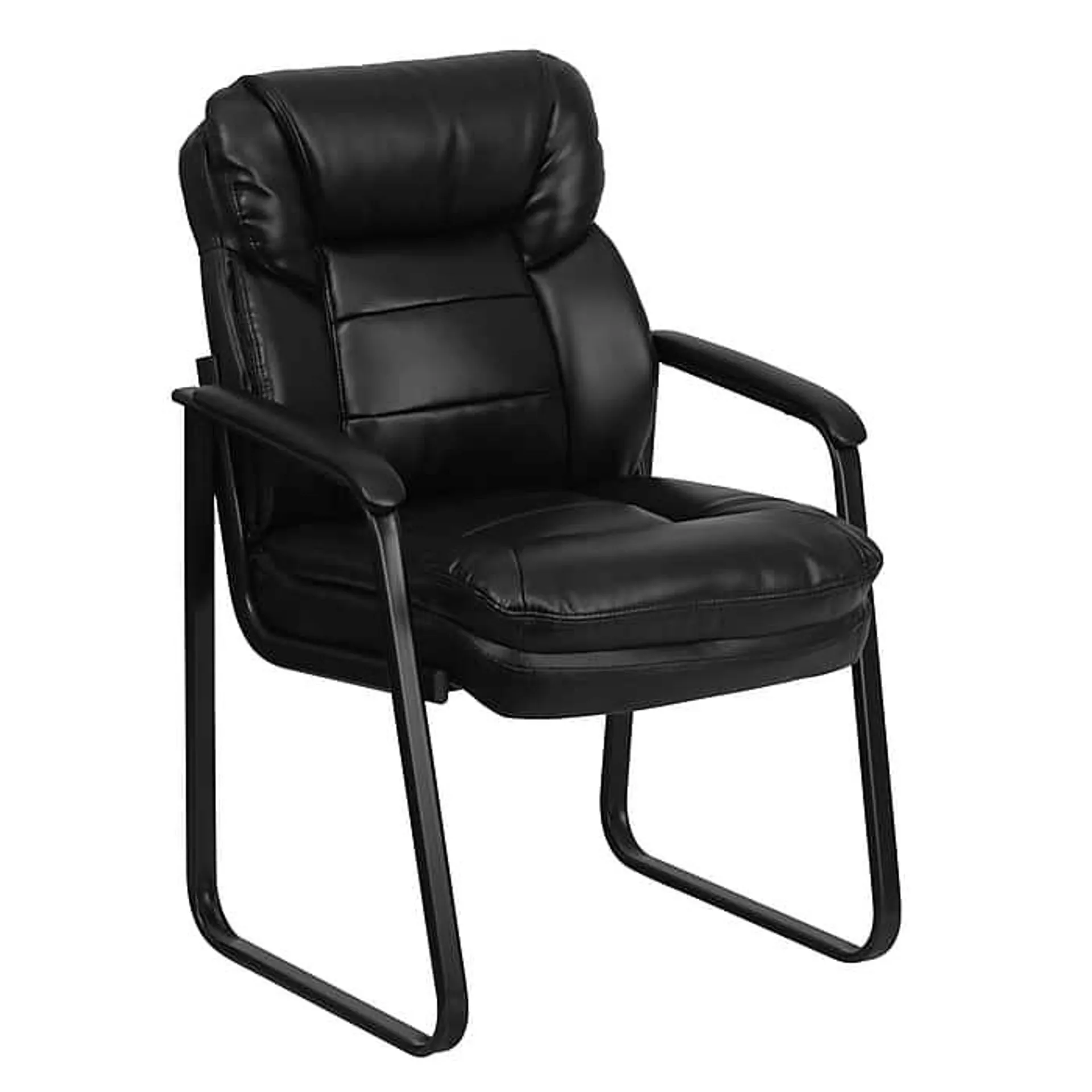 Flash Furniture Leather Mid Back Executive Side Chair With Sled Base,