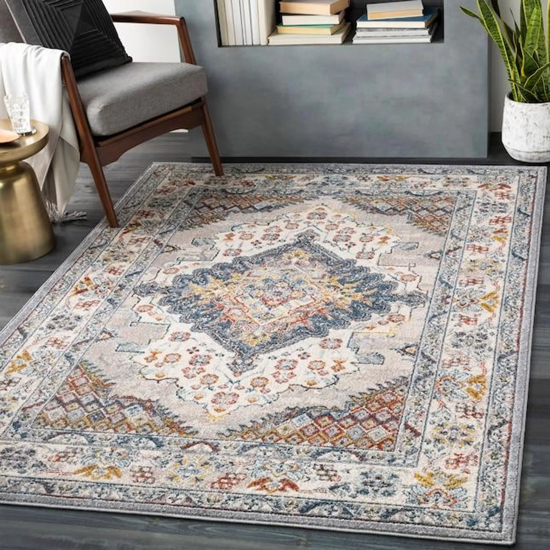 Livabliss Ankara 8 X 10 (ft) Gray Indoor Medallion Oriental Area Rug