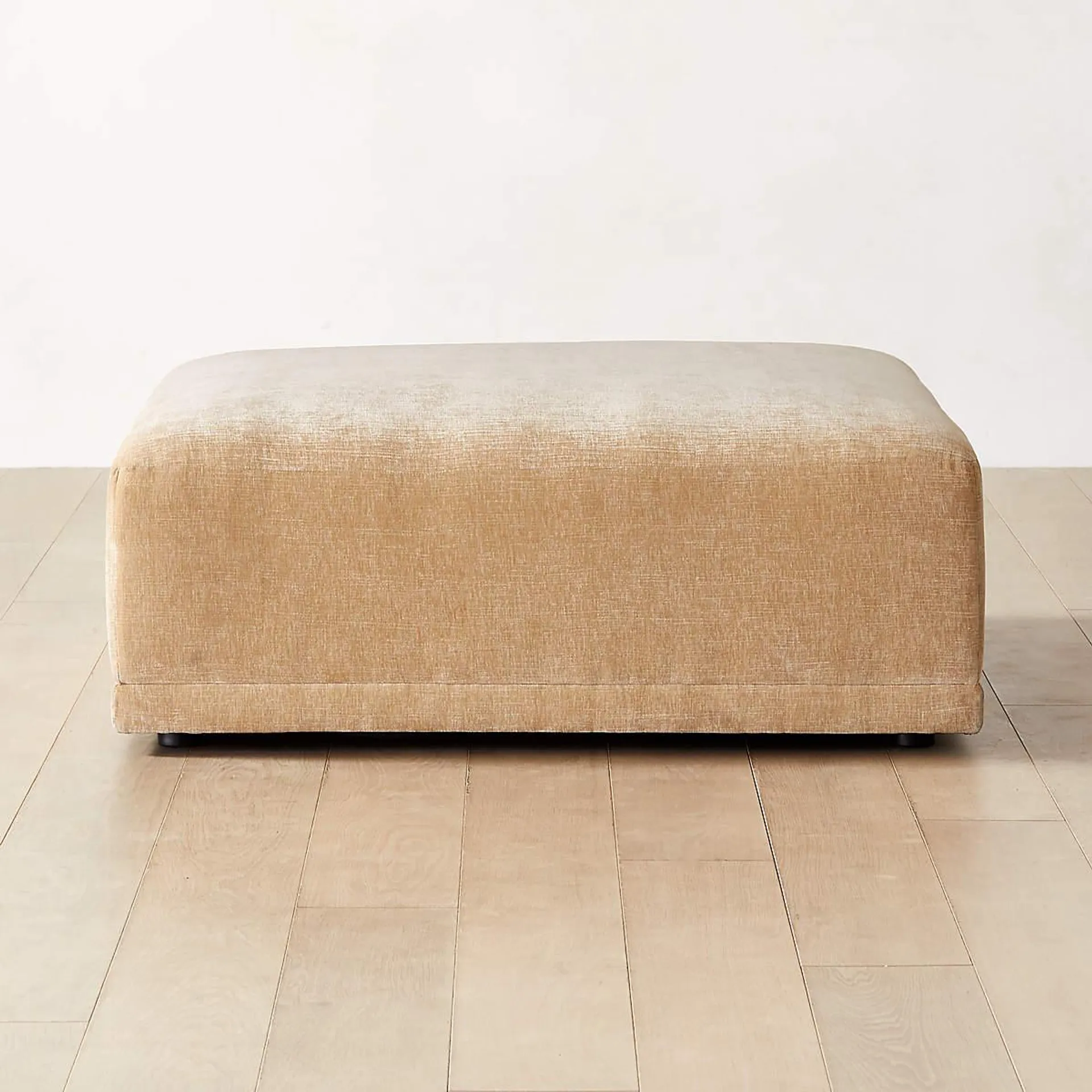 Faible Wheat Performance Velvet Ottoman