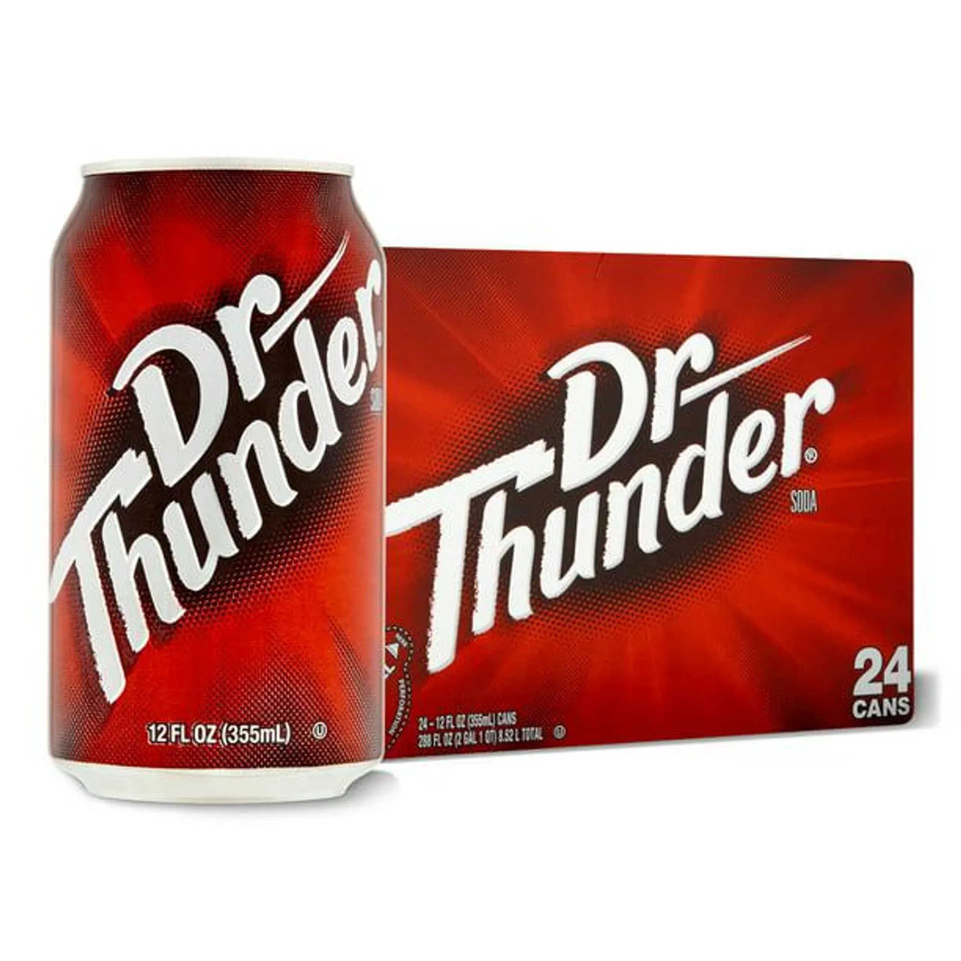 Great Value Dr Thunder Soda Pop, 12 fl oz, 24 Pack Cans